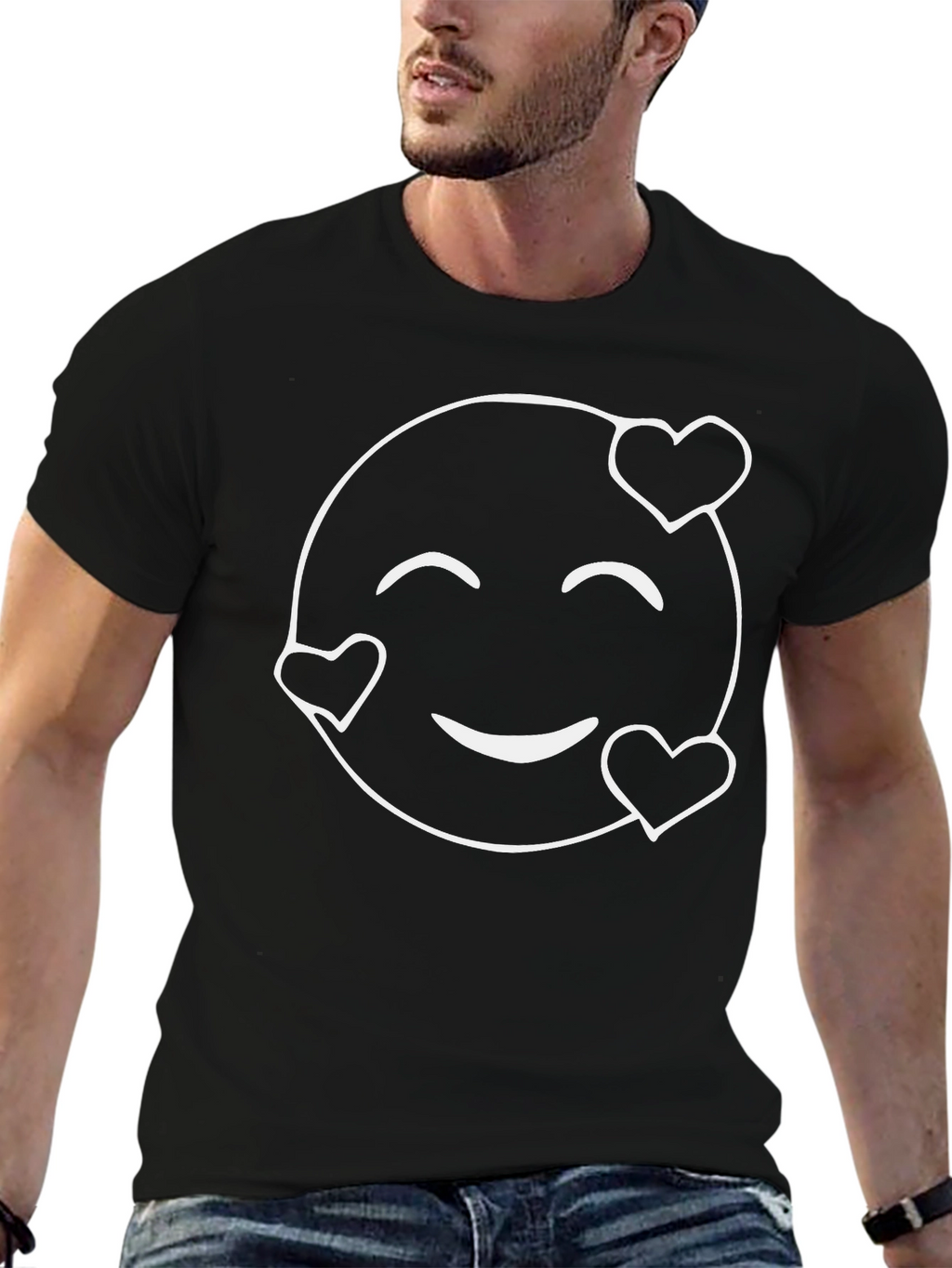 Heart Eyes Emoji Graphic Tee - Black