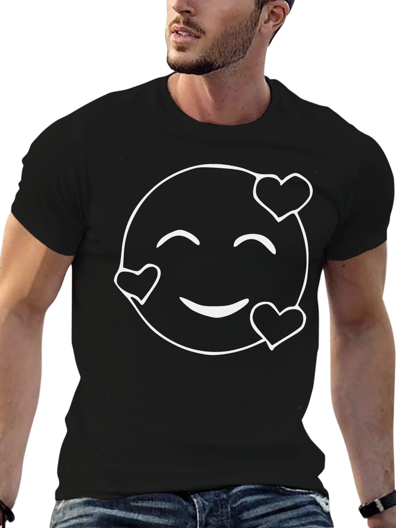 Heart Eyes Emoji Graphic Tee - Black