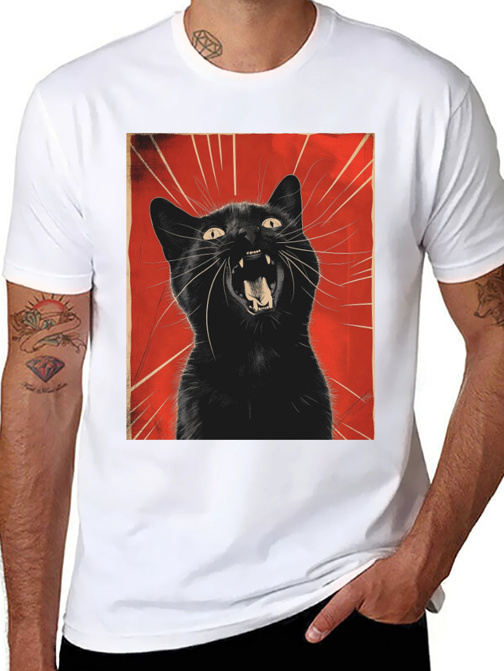 Black Cat Roar Graphic Tee - Unisex