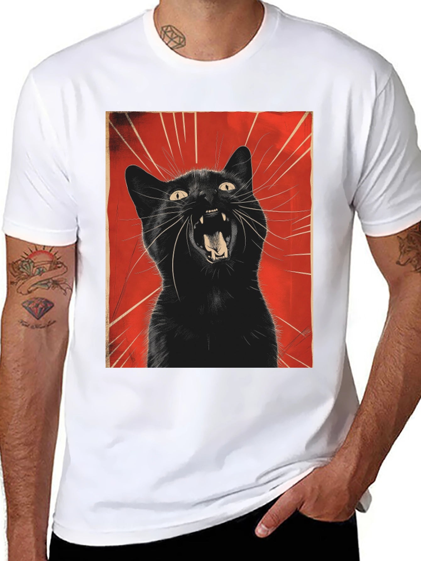 Black Cat Roar Graphic Tee - Unisex