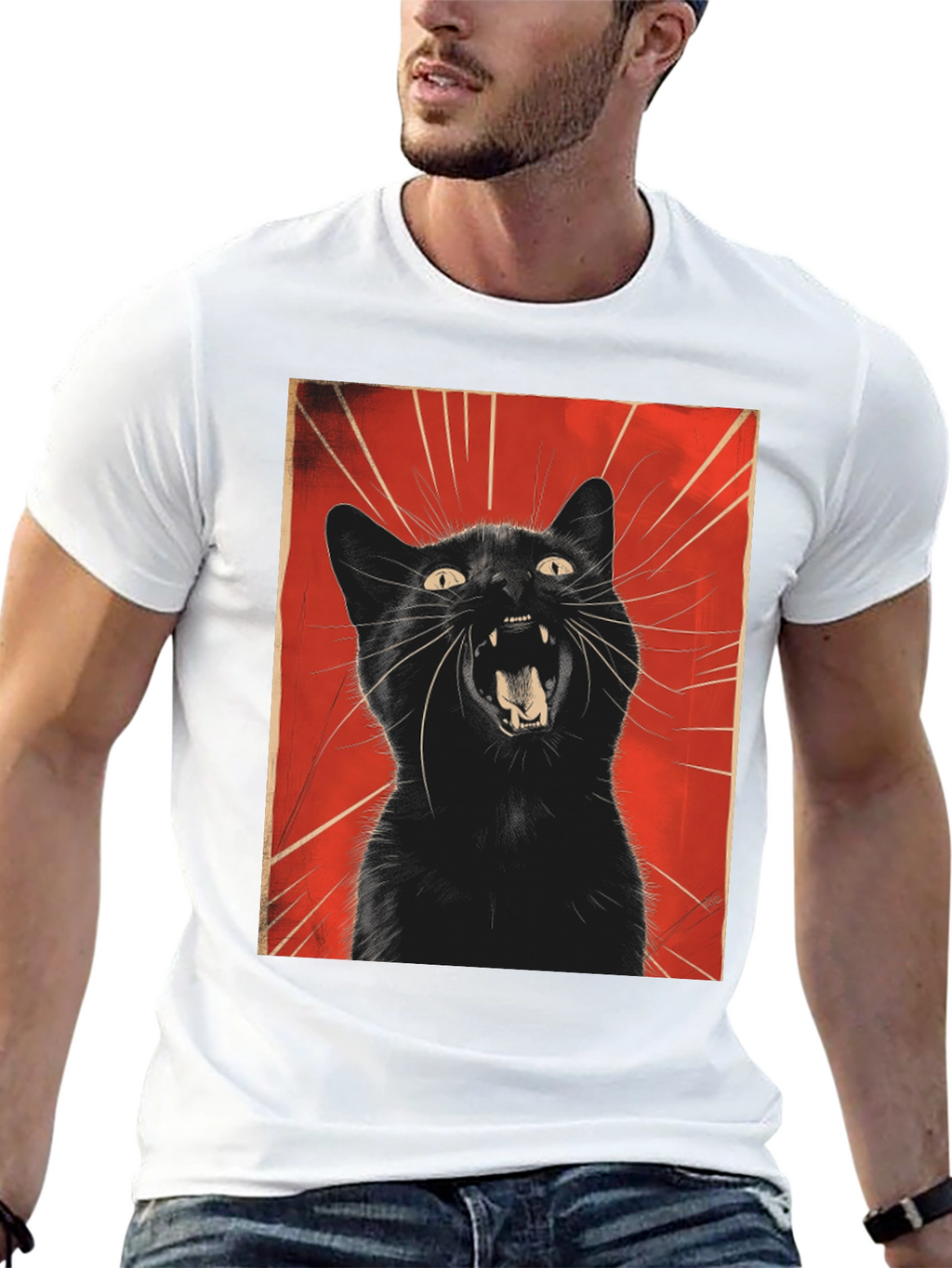 Black Cat Roar Graphic Tee - Unisex
