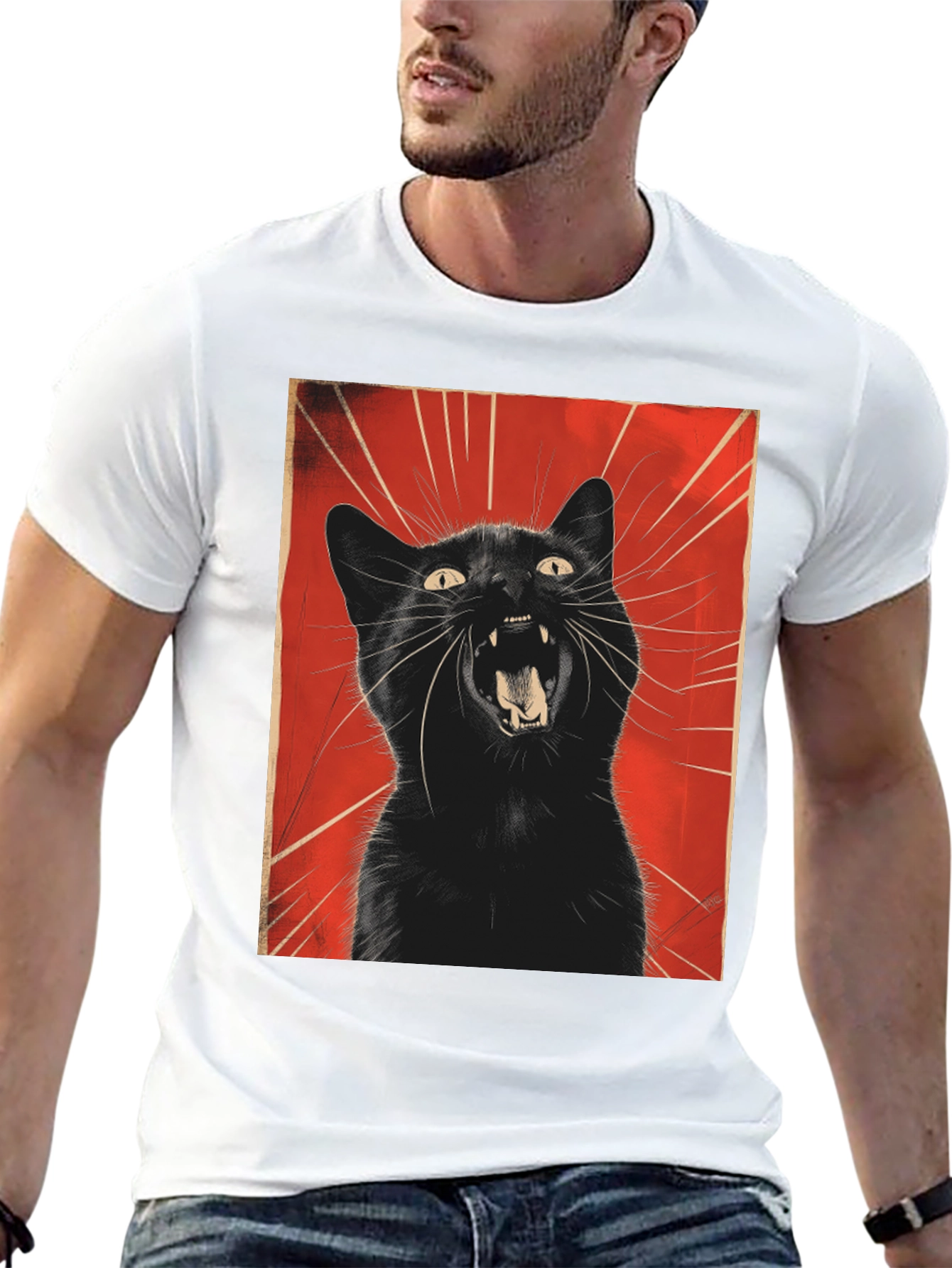 Black Cat Roar Graphic Tee - Unisex