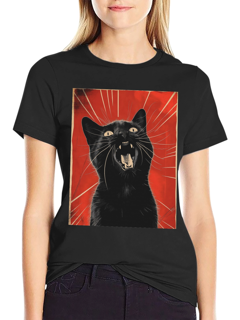 Black Cat Roar Graphic Tee - Unisex