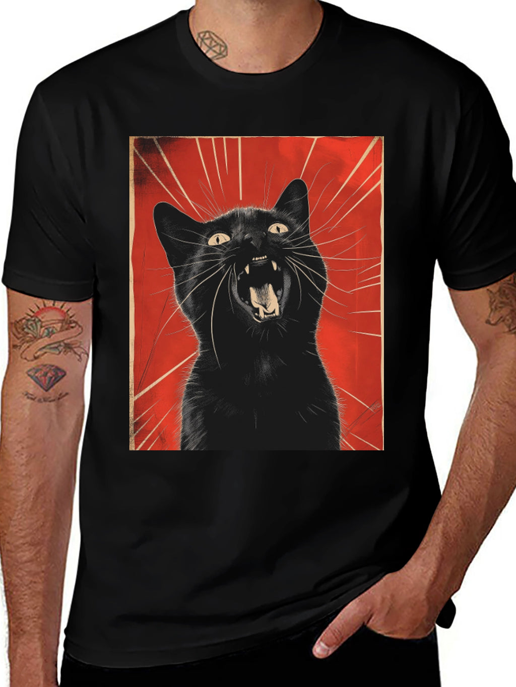 Black Cat Roar Graphic Tee - Unisex