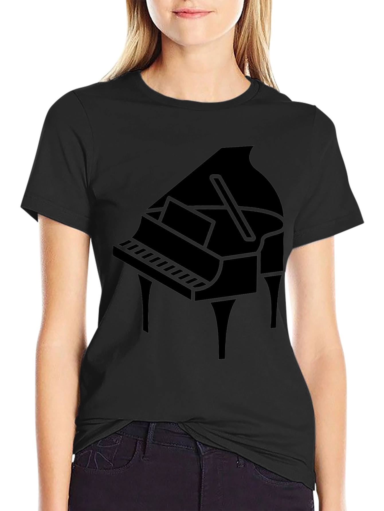 Grand Piano Graphic T-Shirt - Black