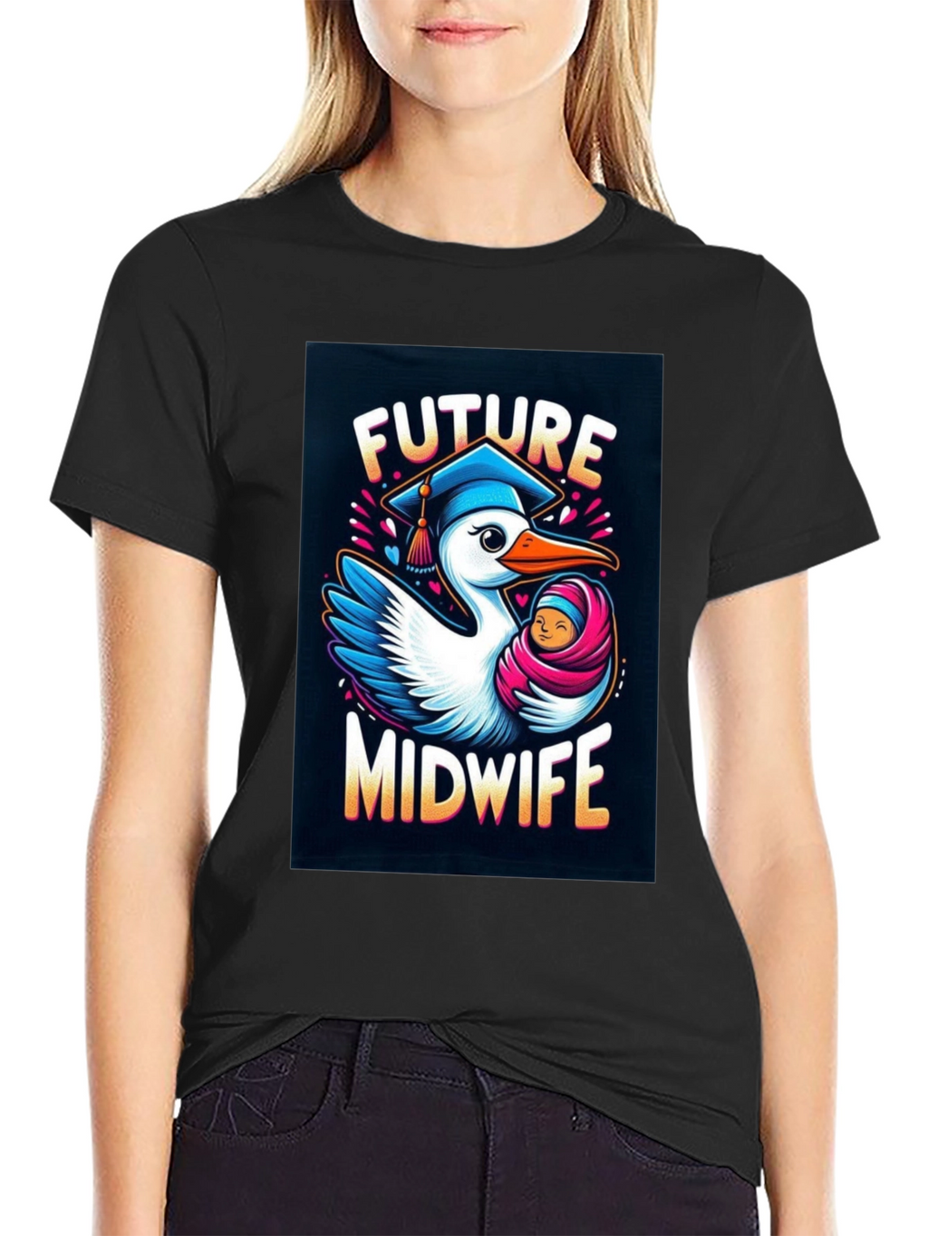 Future Midwife Stork Graphic Tee
