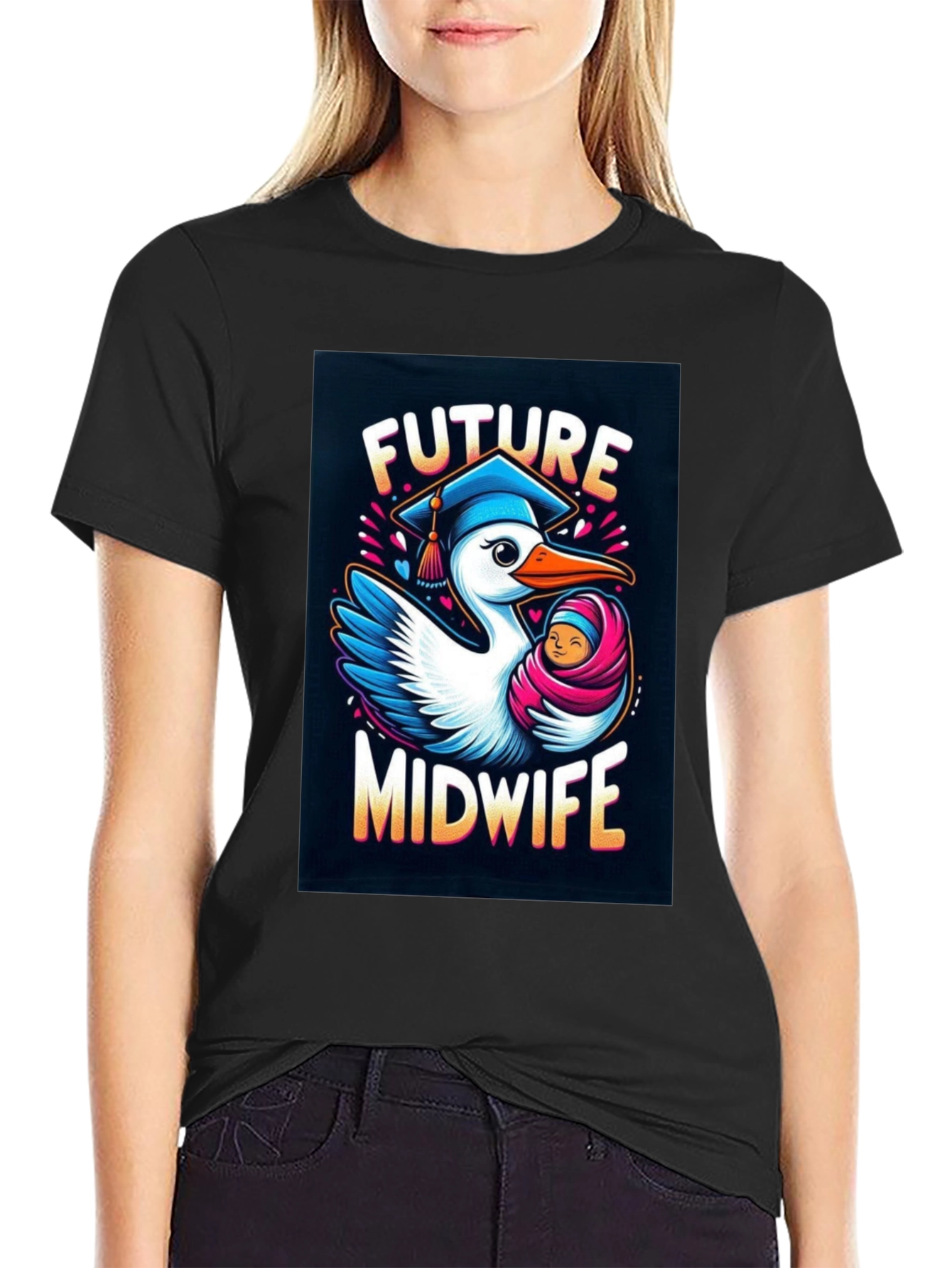 Future Midwife Stork Graphic Tee