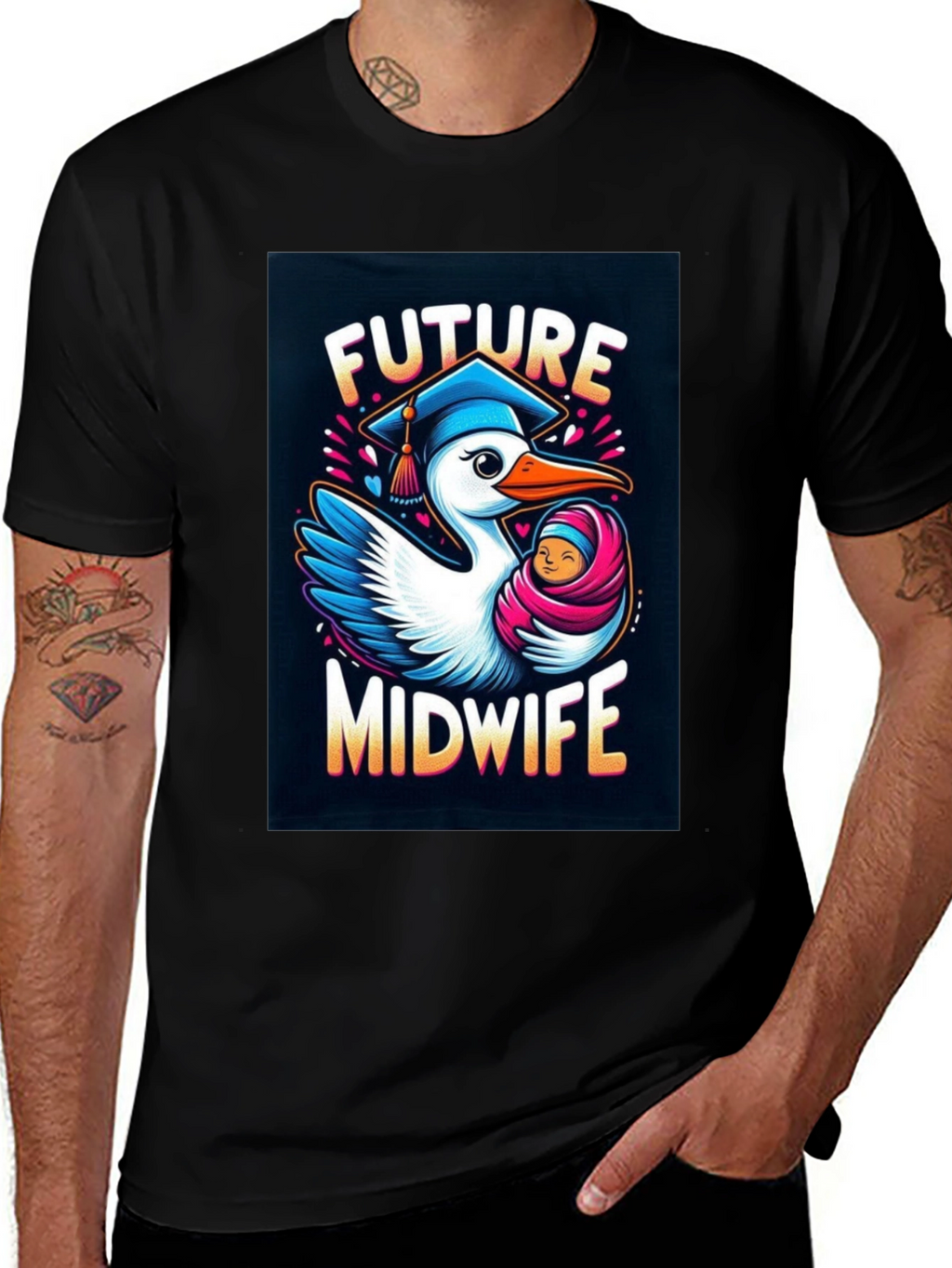 Future Midwife Stork Graphic Tee