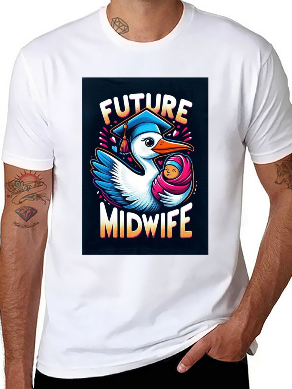 Future Midwife Stork Graphic Tee