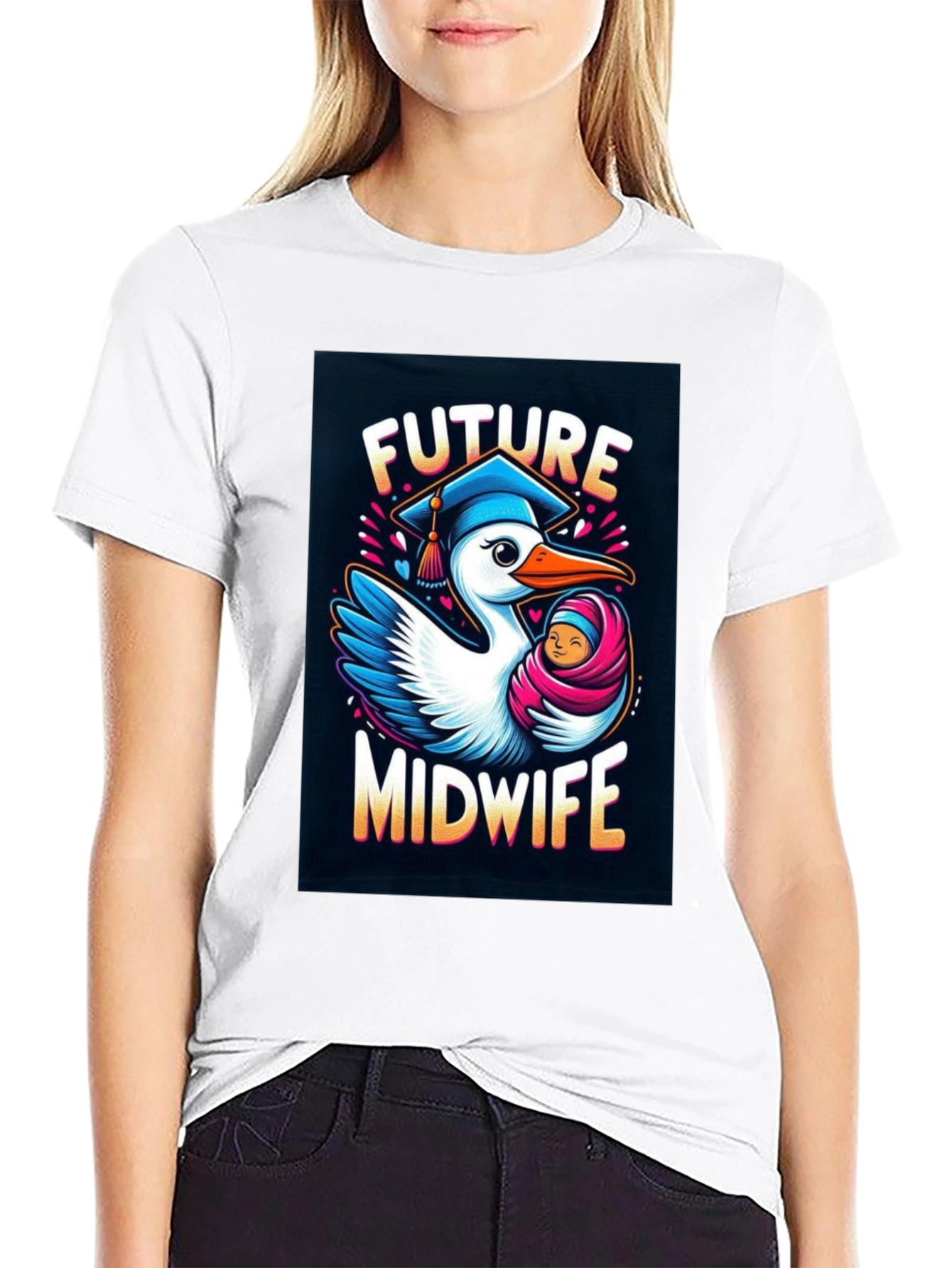 Future Midwife Stork Graphic Tee
