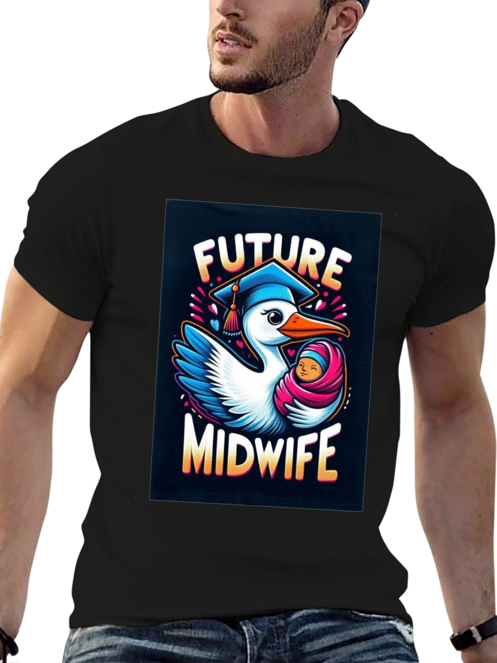 Future Midwife Stork Graphic Tee