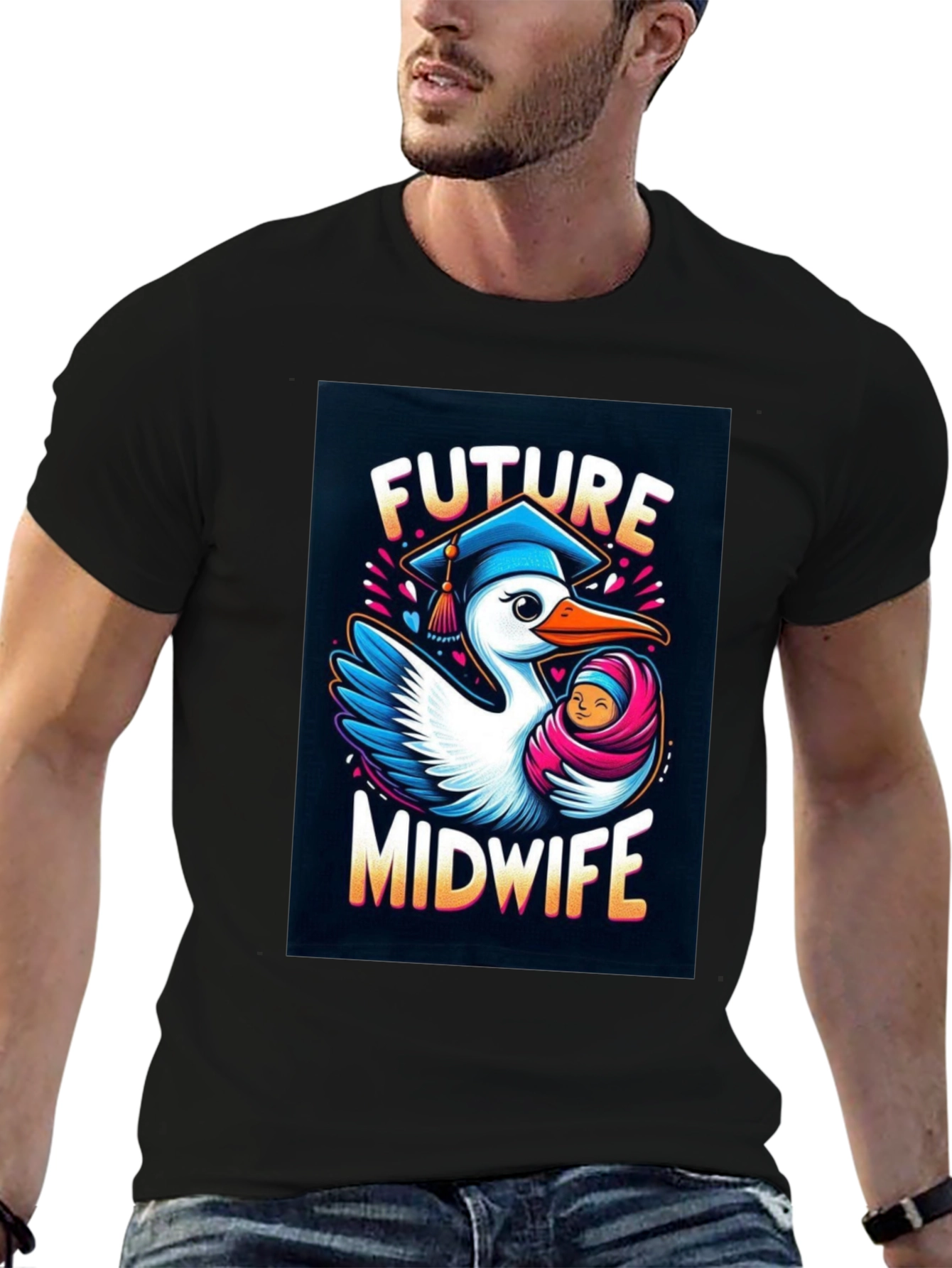 Future Midwife Stork Graphic Tee