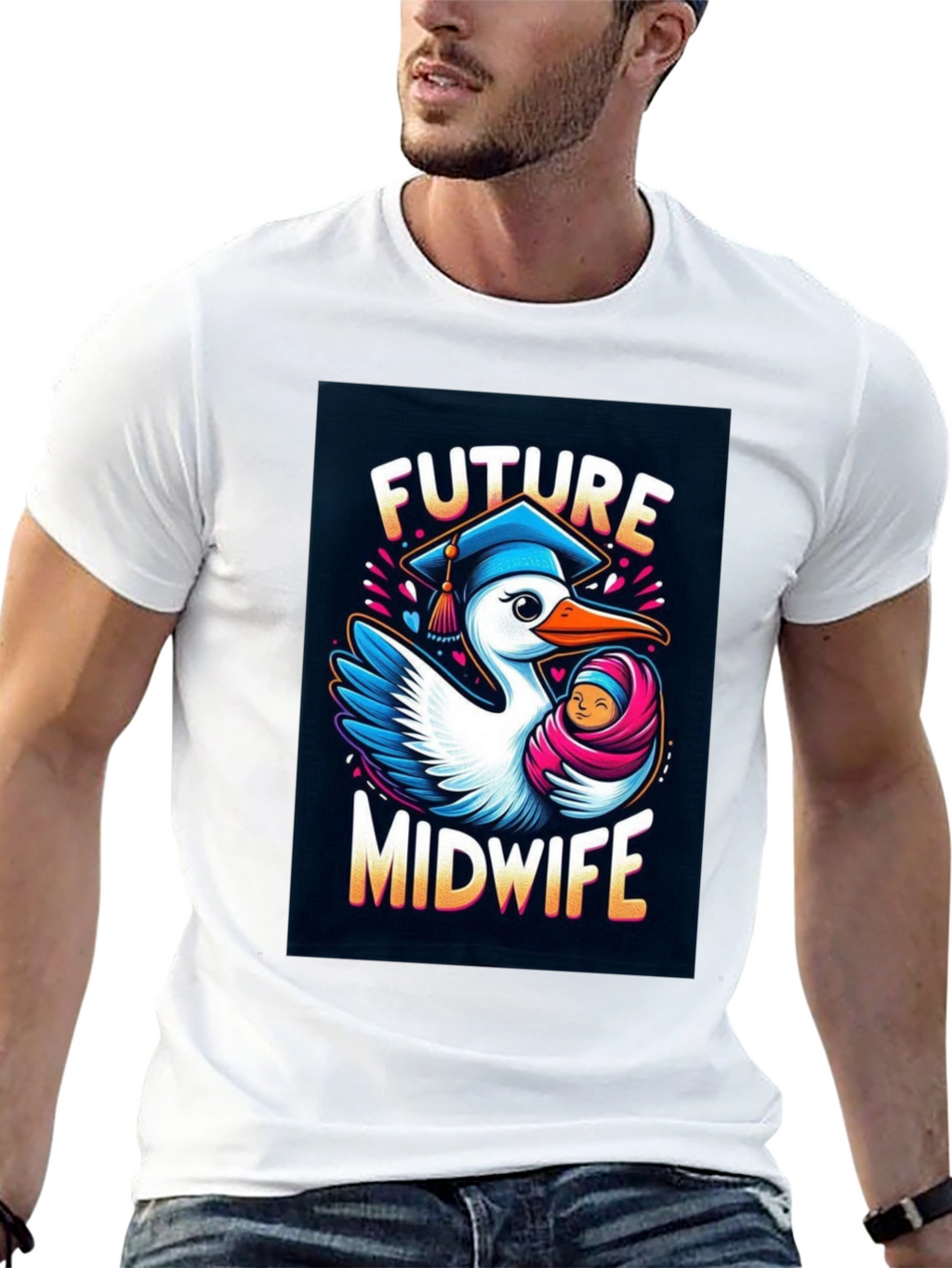 Future Midwife Stork Graphic Tee