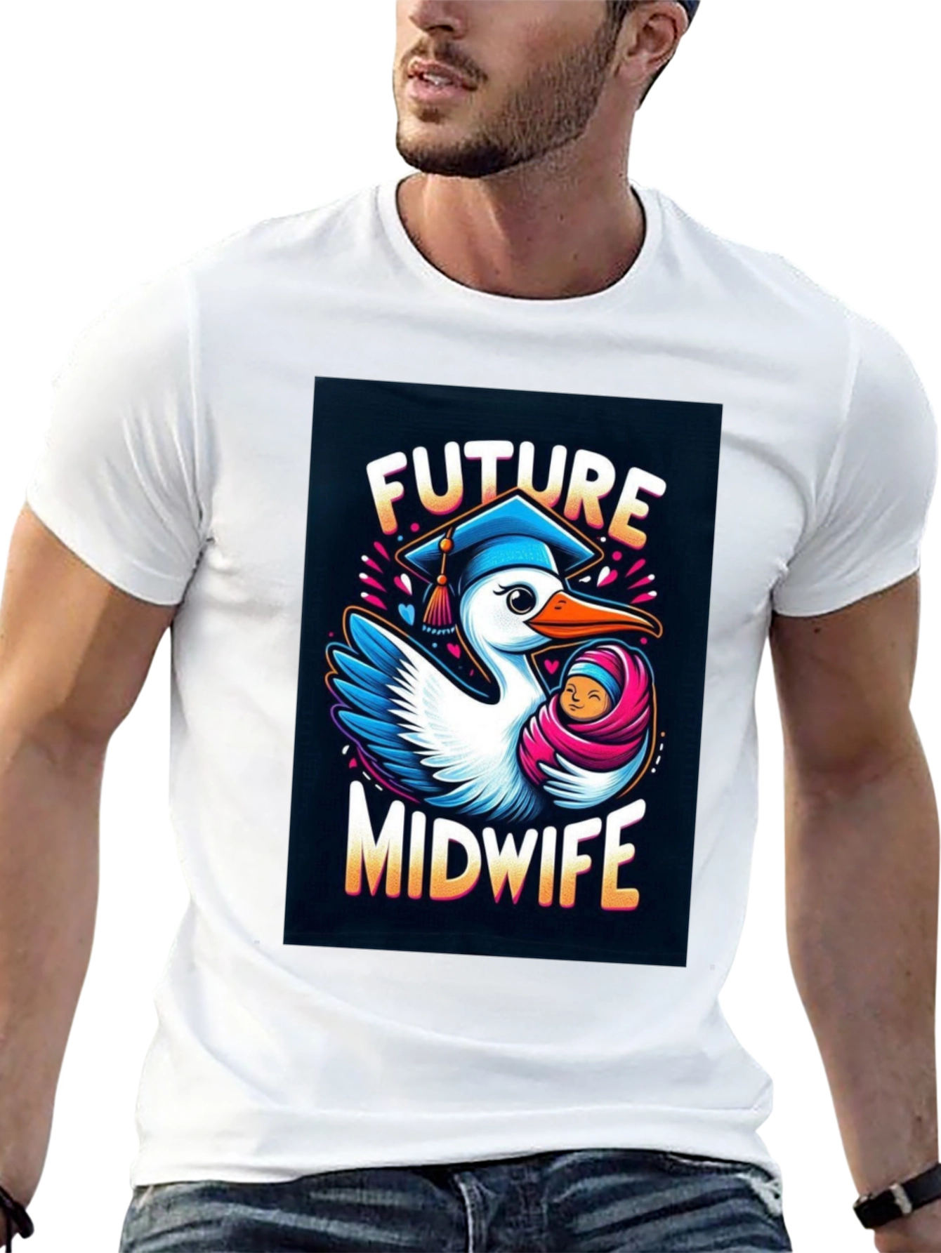 Future Midwife Stork Graphic Tee