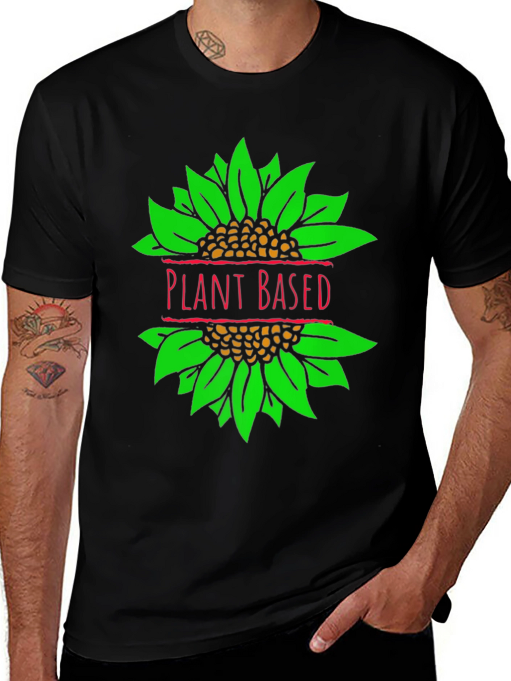 Plant Based T-Shirt Vegan Sunflower Graphic Tee