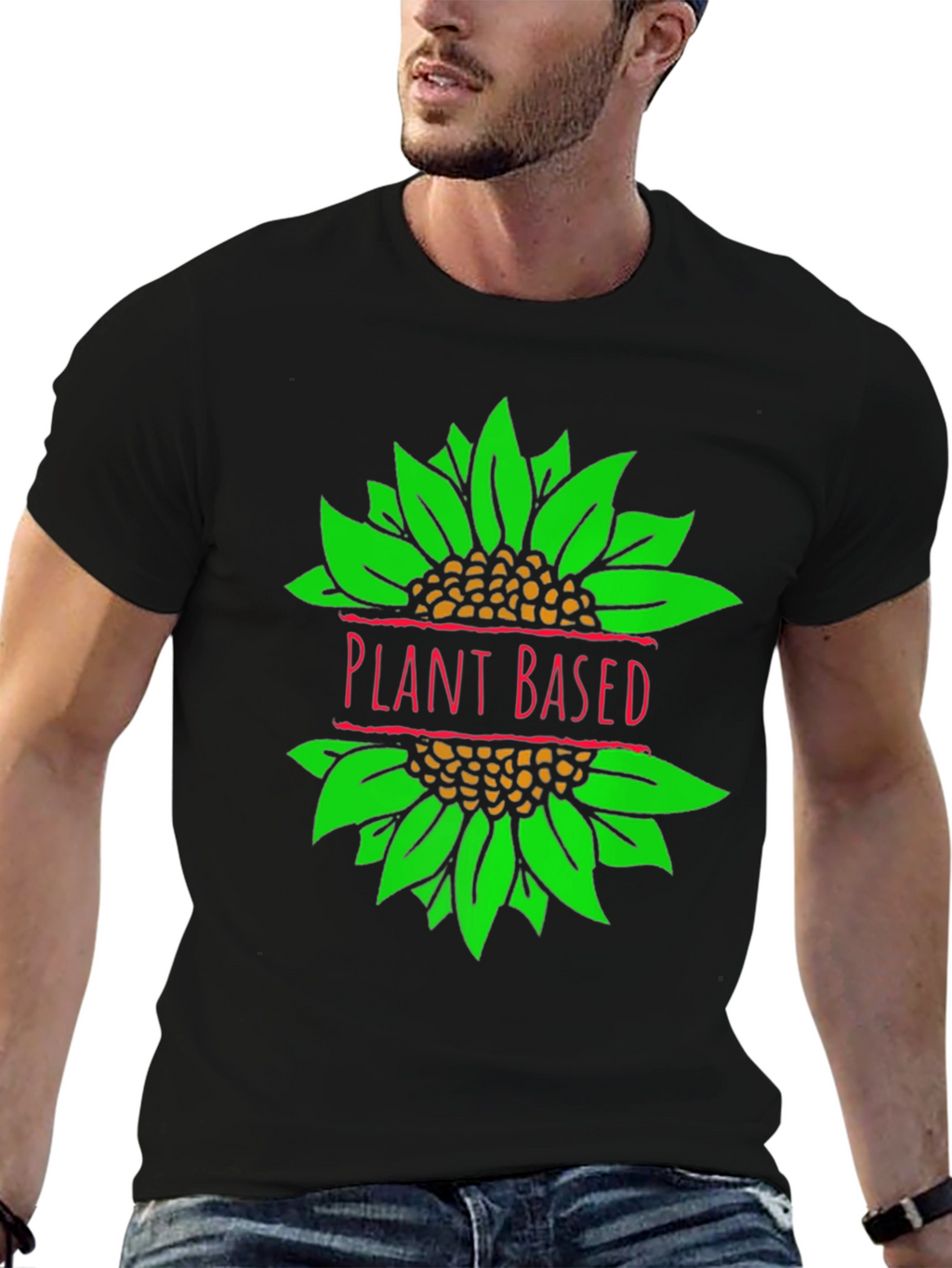 Plant Based T-Shirt Vegan Sunflower Graphic Tee