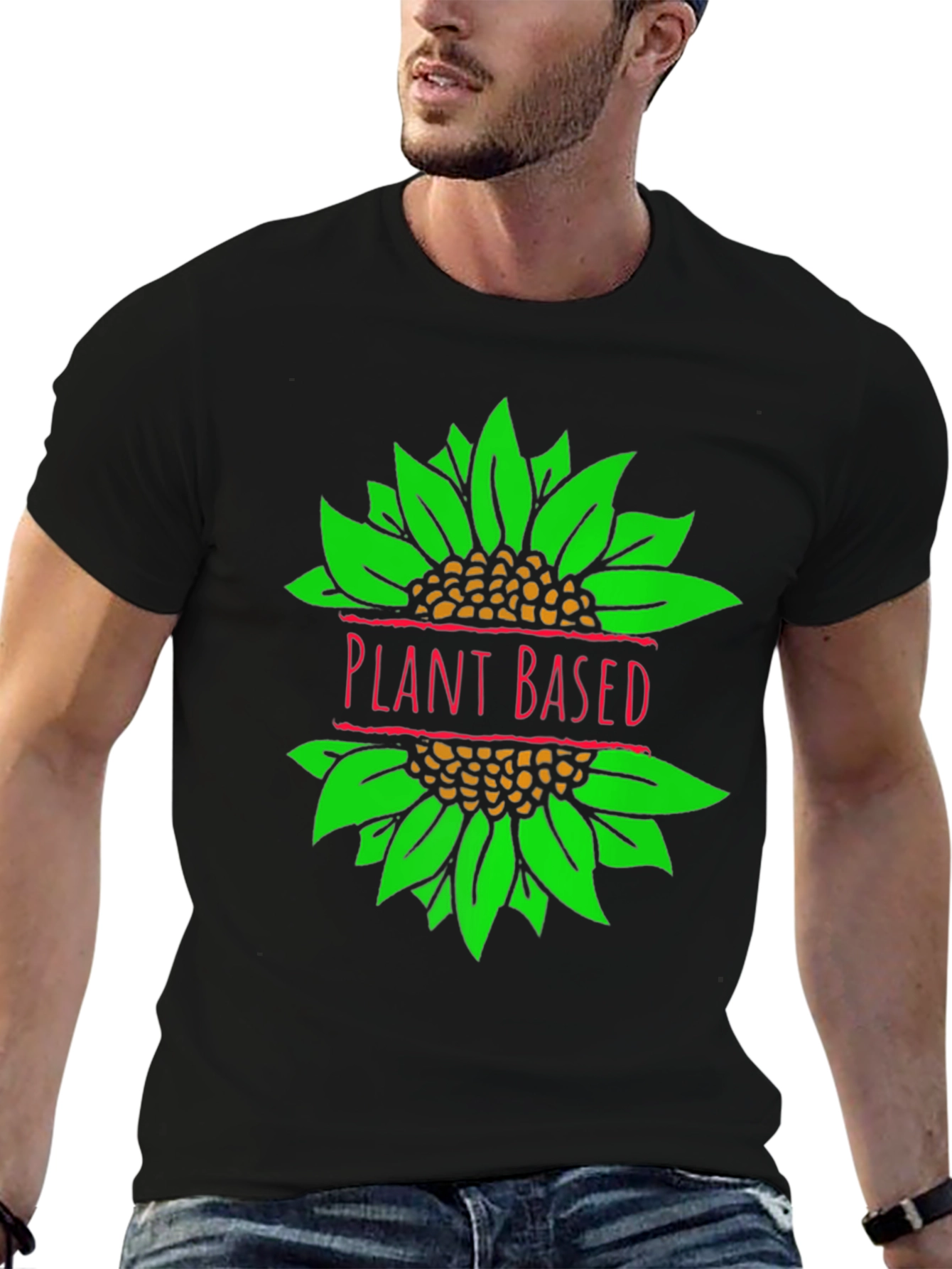 Plant Based T-Shirt Vegan Sunflower Graphic Tee