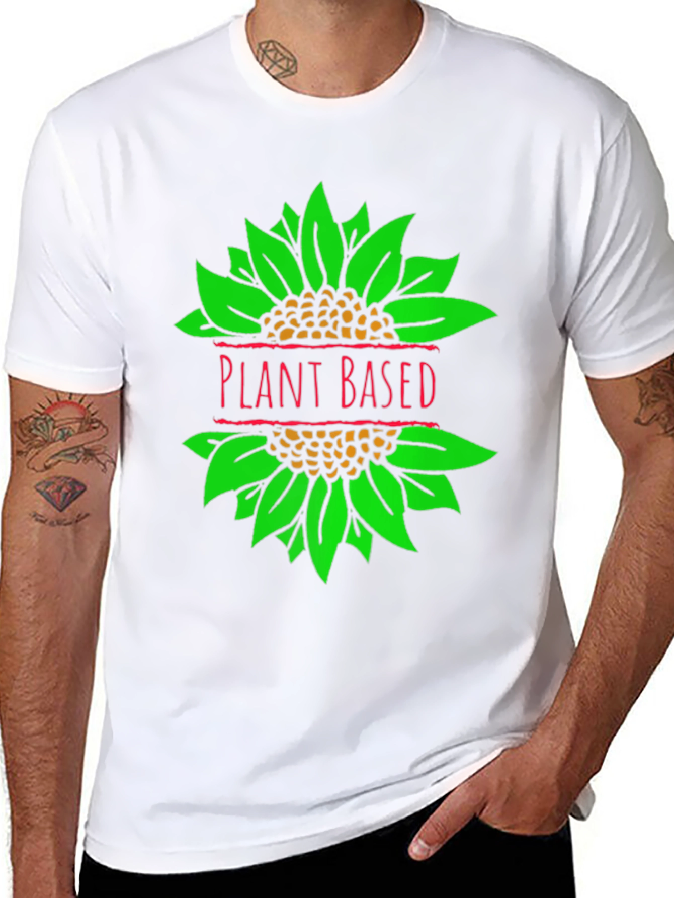 Plant Based T-Shirt Vegan Sunflower Graphic Tee