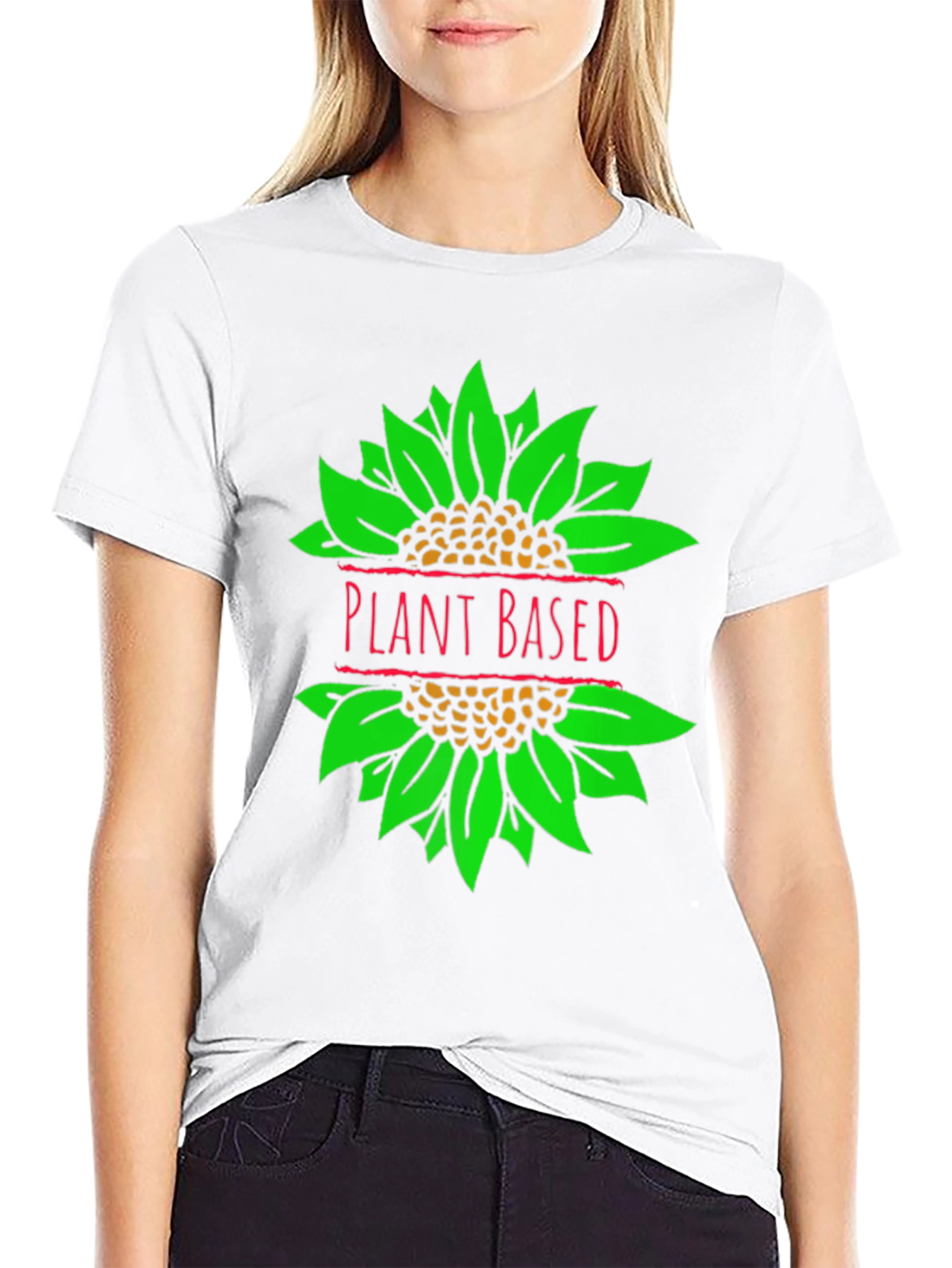 Plant Based T-Shirt Vegan Sunflower Graphic Tee