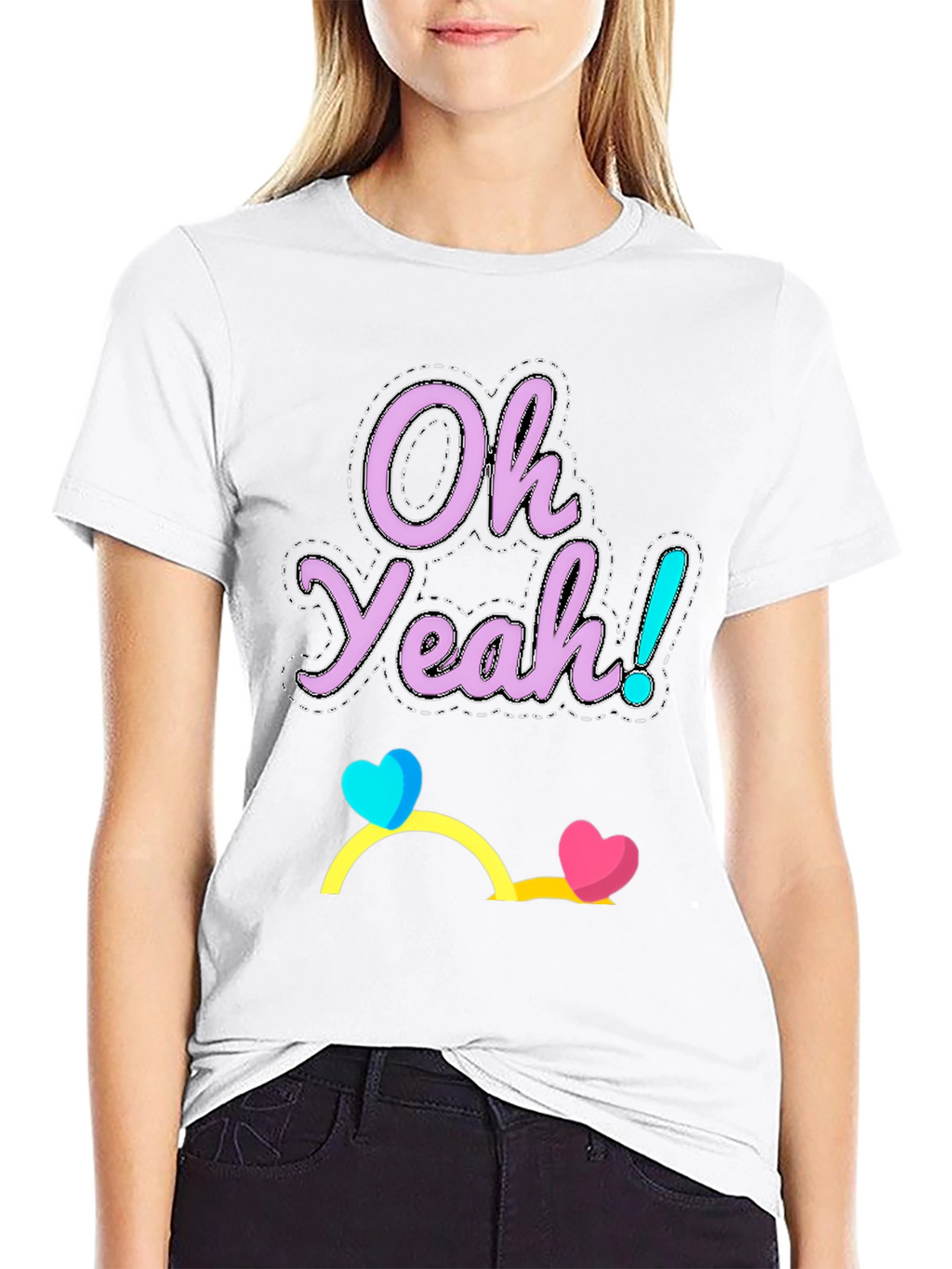 Oh Yeah! Graphic Tee - Casual Cotton Blend T-Shirt