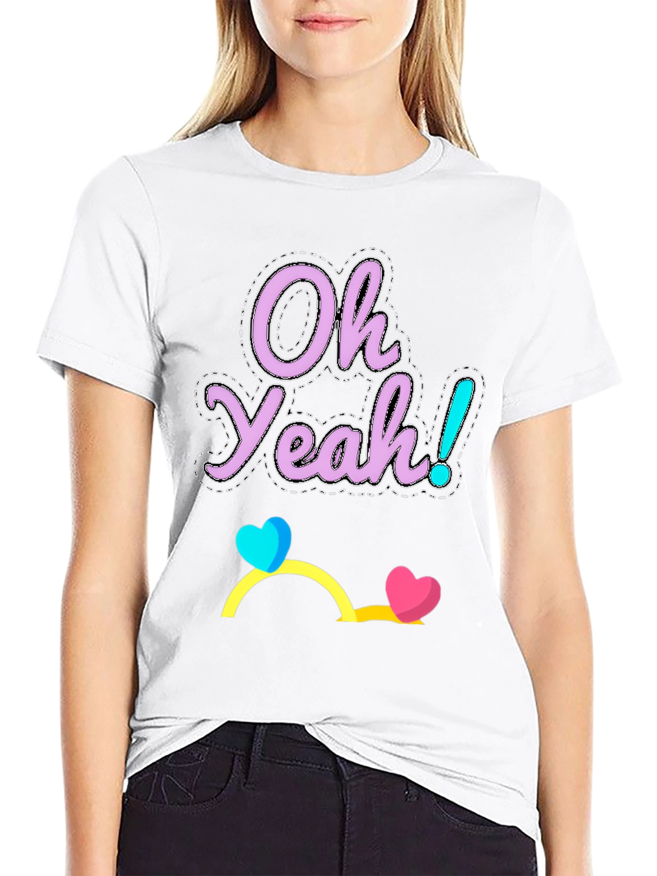Oh Yeah! Graphic Tee - Casual Cotton Blend T-Shirt