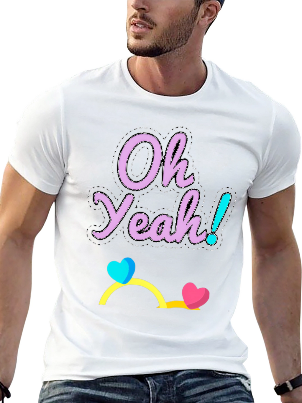 Oh Yeah! Graphic Tee - Casual Cotton Blend T-Shirt