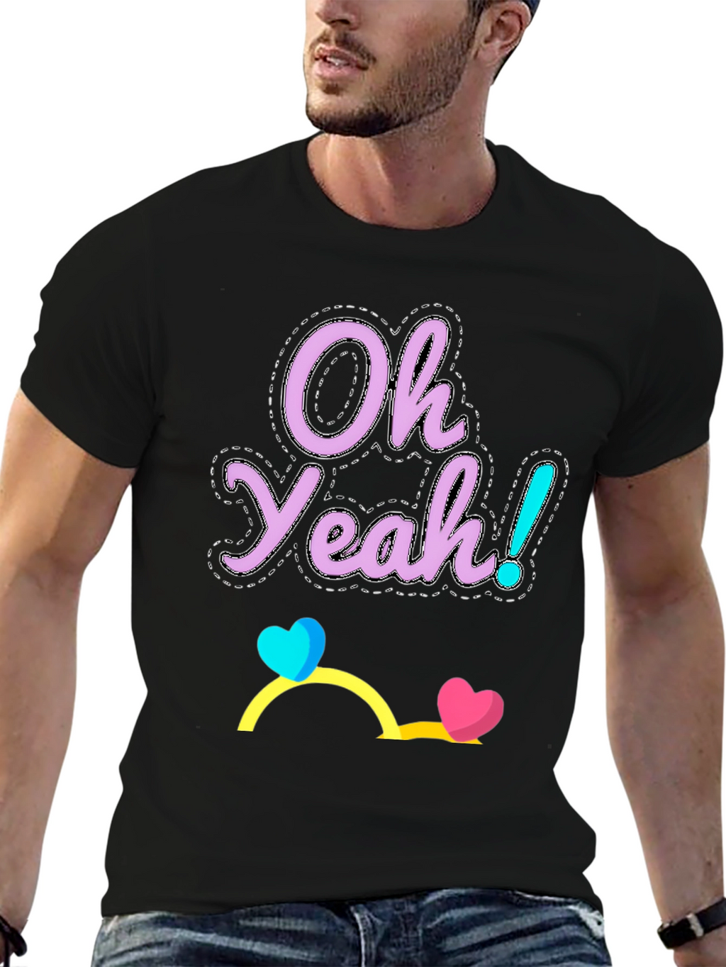 Oh Yeah! Graphic Tee - Casual Cotton Blend T-Shirt