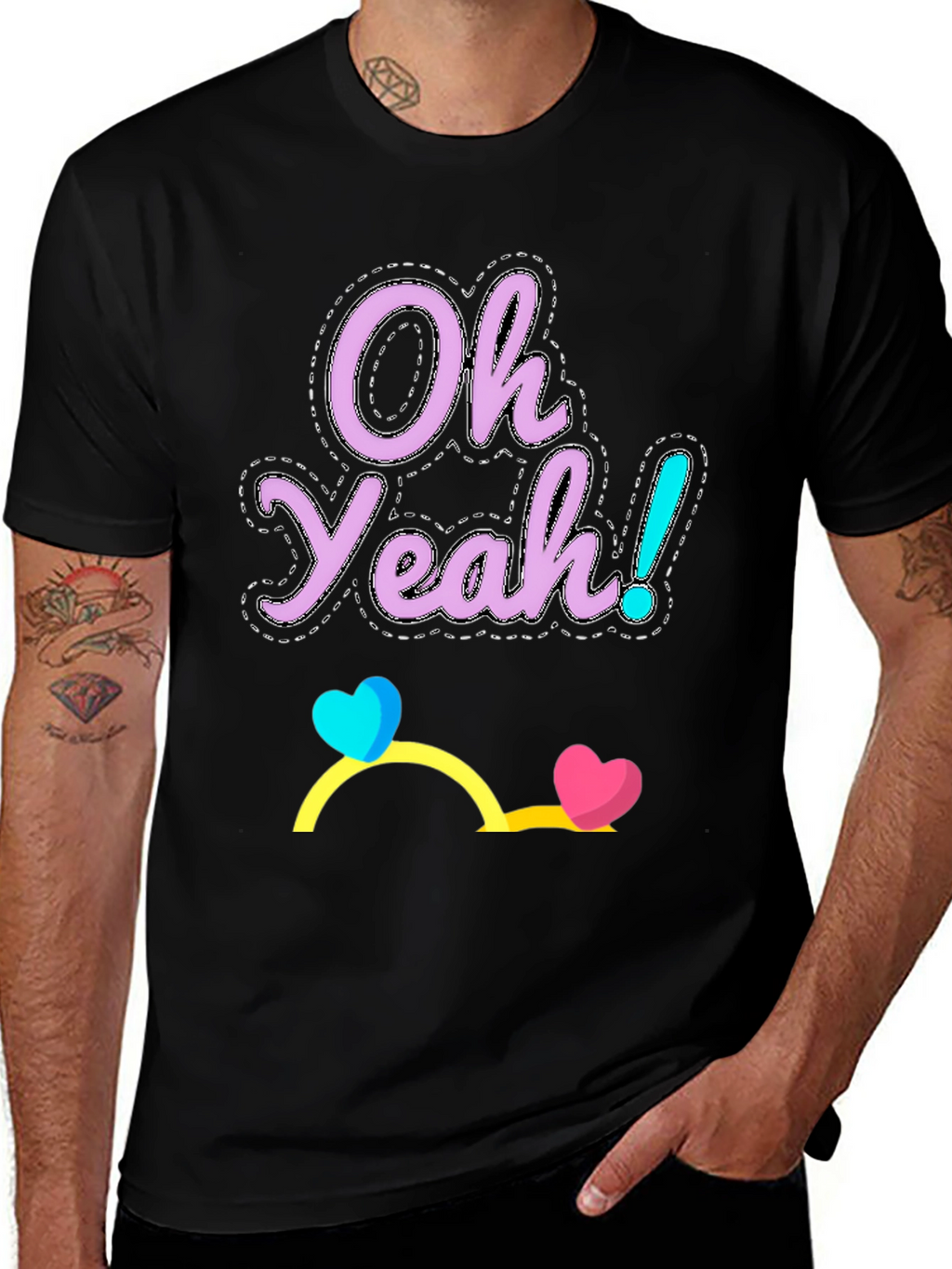 Oh Yeah! Graphic Tee - Casual Cotton Blend T-Shirt