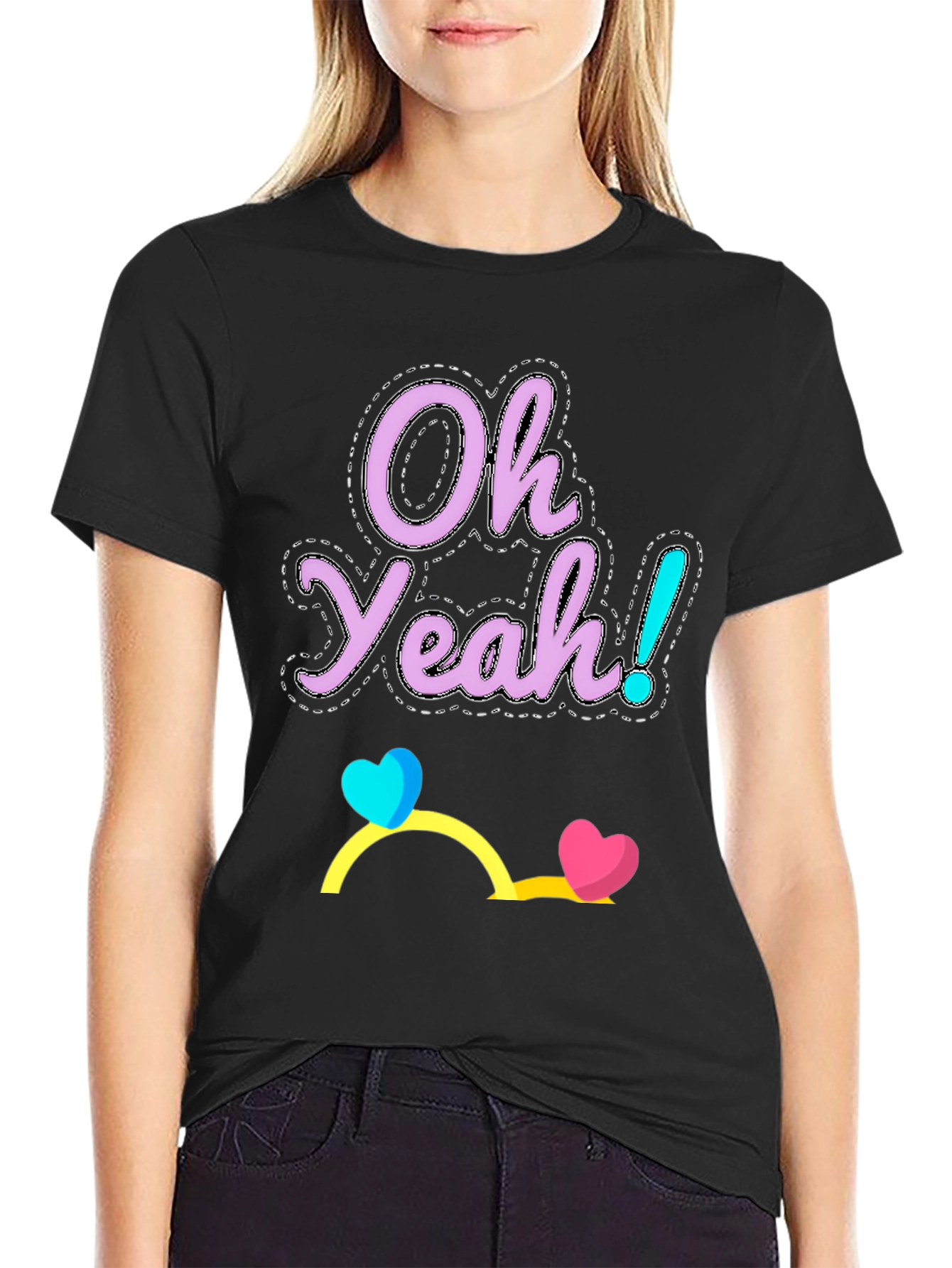 Oh Yeah! Graphic Tee - Casual Cotton Blend T-Shirt