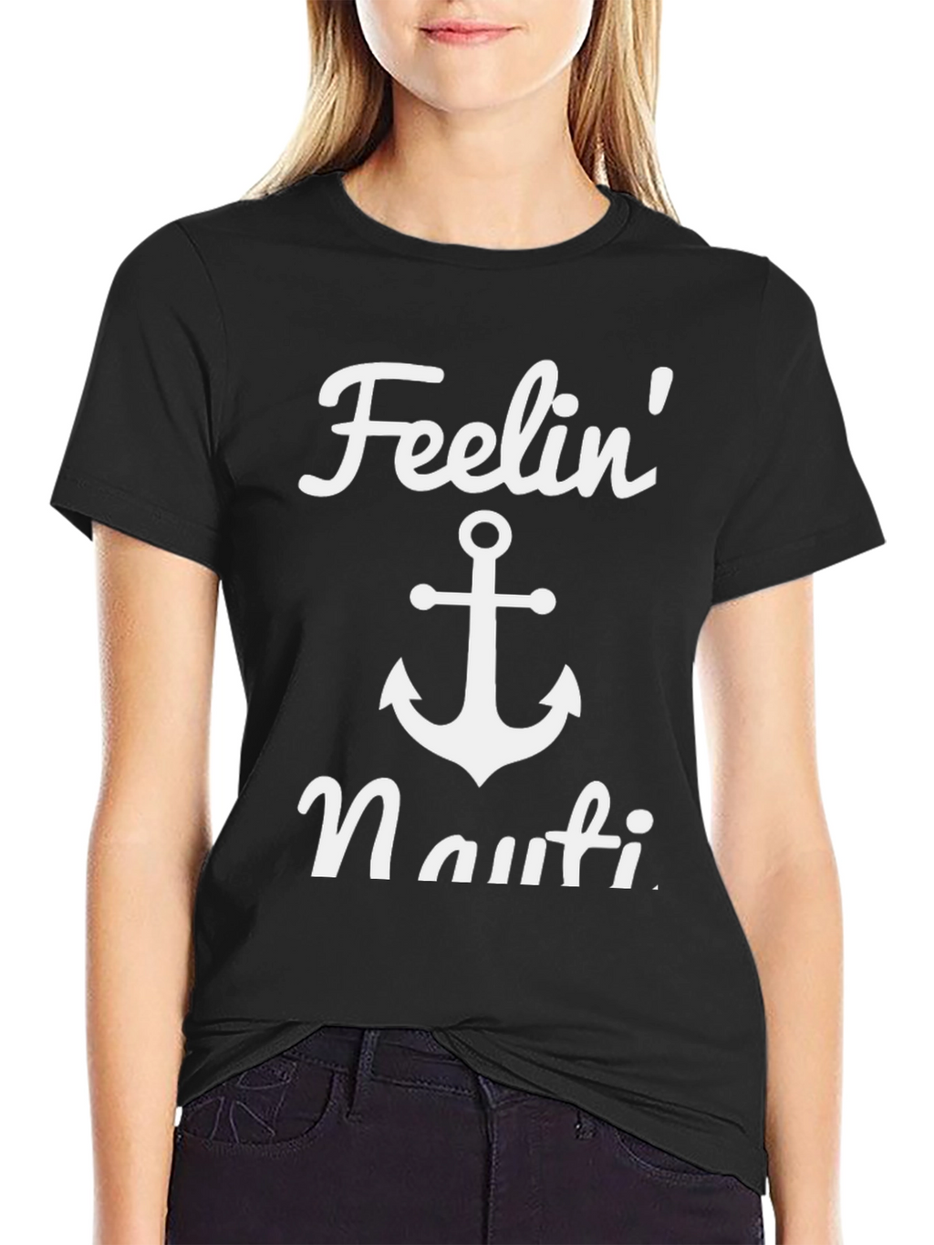 Feelin Nauti Anchor T-Shirt - Black Casual Tee