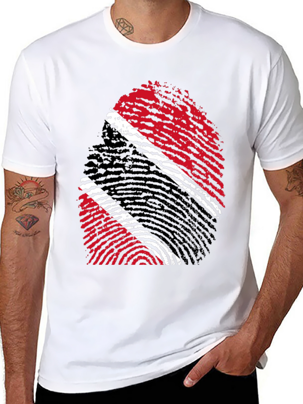 Trinidad & Tobago Flag Fingerprint T-Shirt