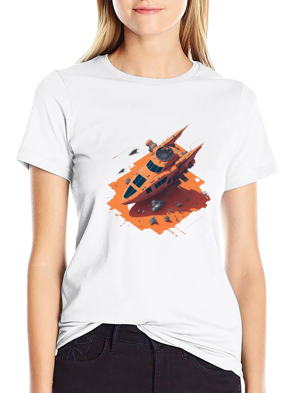 Sci-Fi Spaceship Graphic T-Shirt