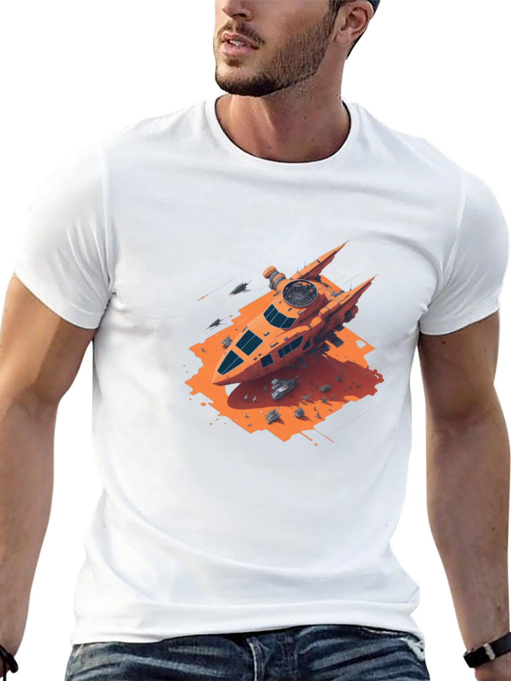 Sci-Fi Spaceship Graphic T-Shirt