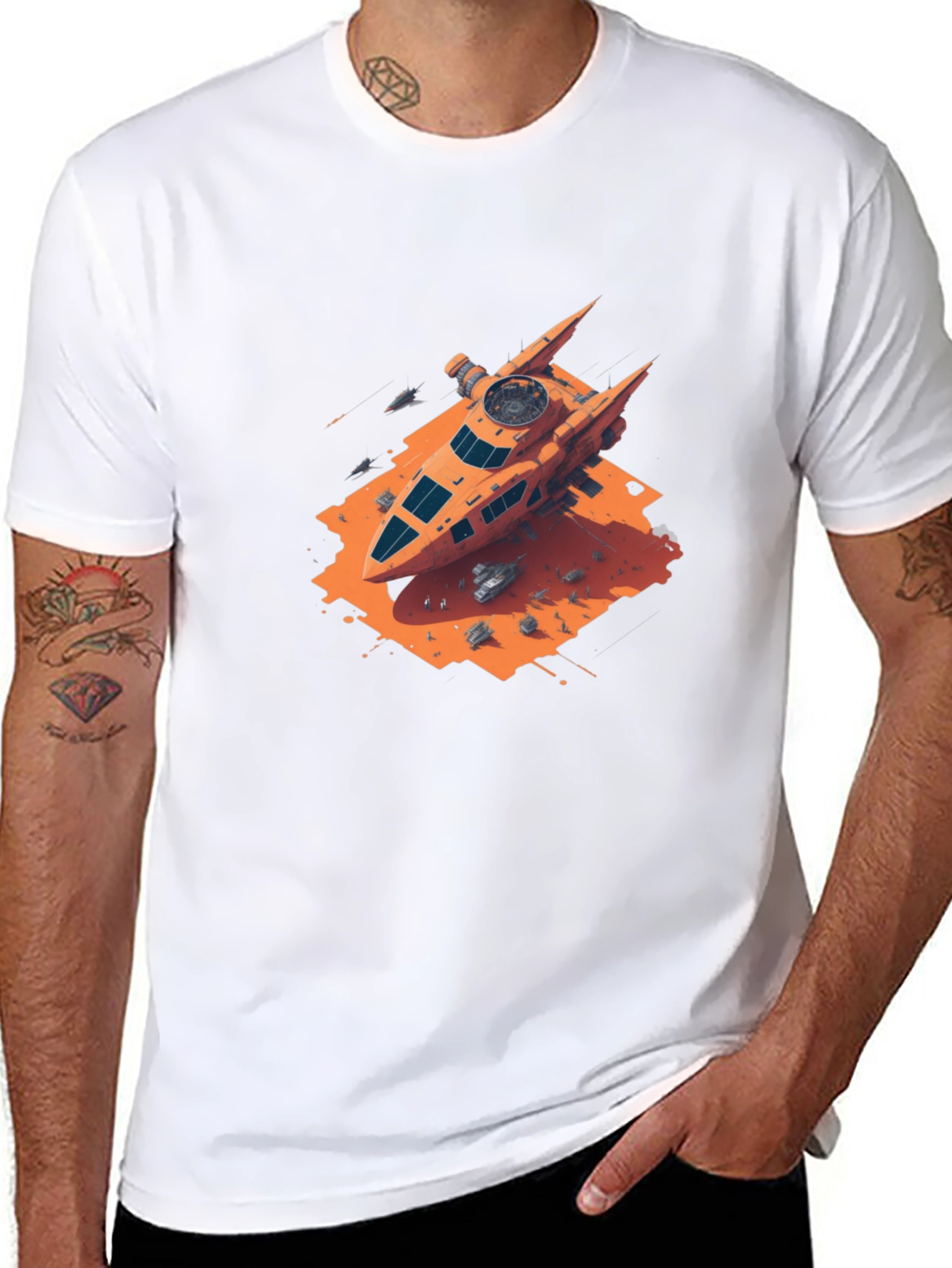 Sci-Fi Spaceship Graphic T-Shirt