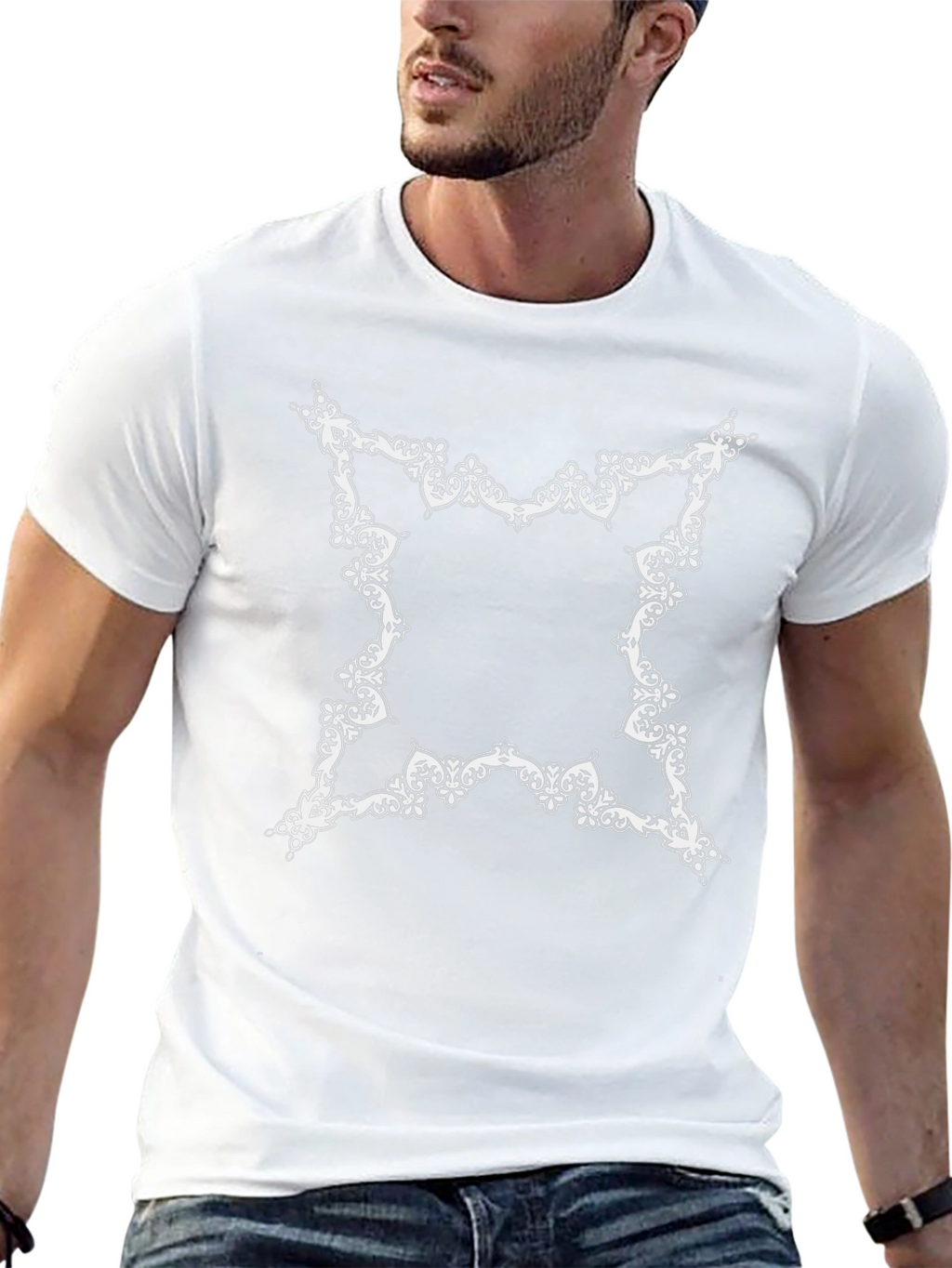 Elegant Ornate Frame Black T-Shirt
