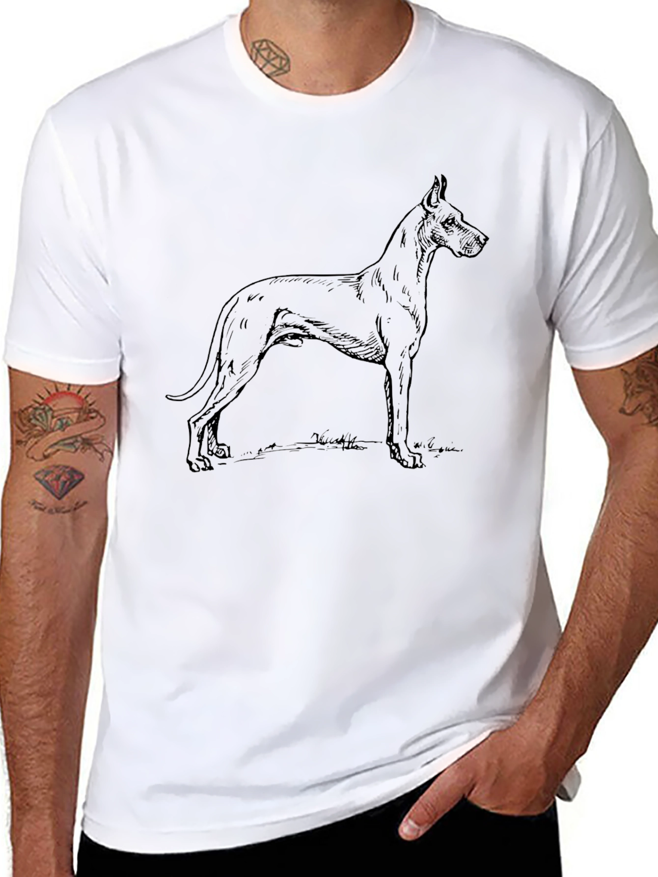 Dog Graphic Mens Black T-Shirt