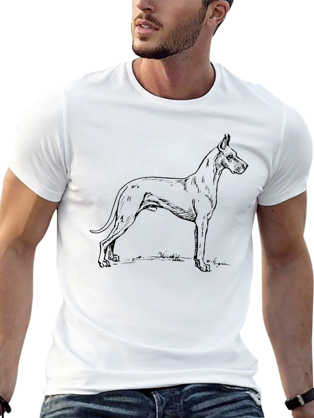 Dog Graphic Mens Black T-Shirt