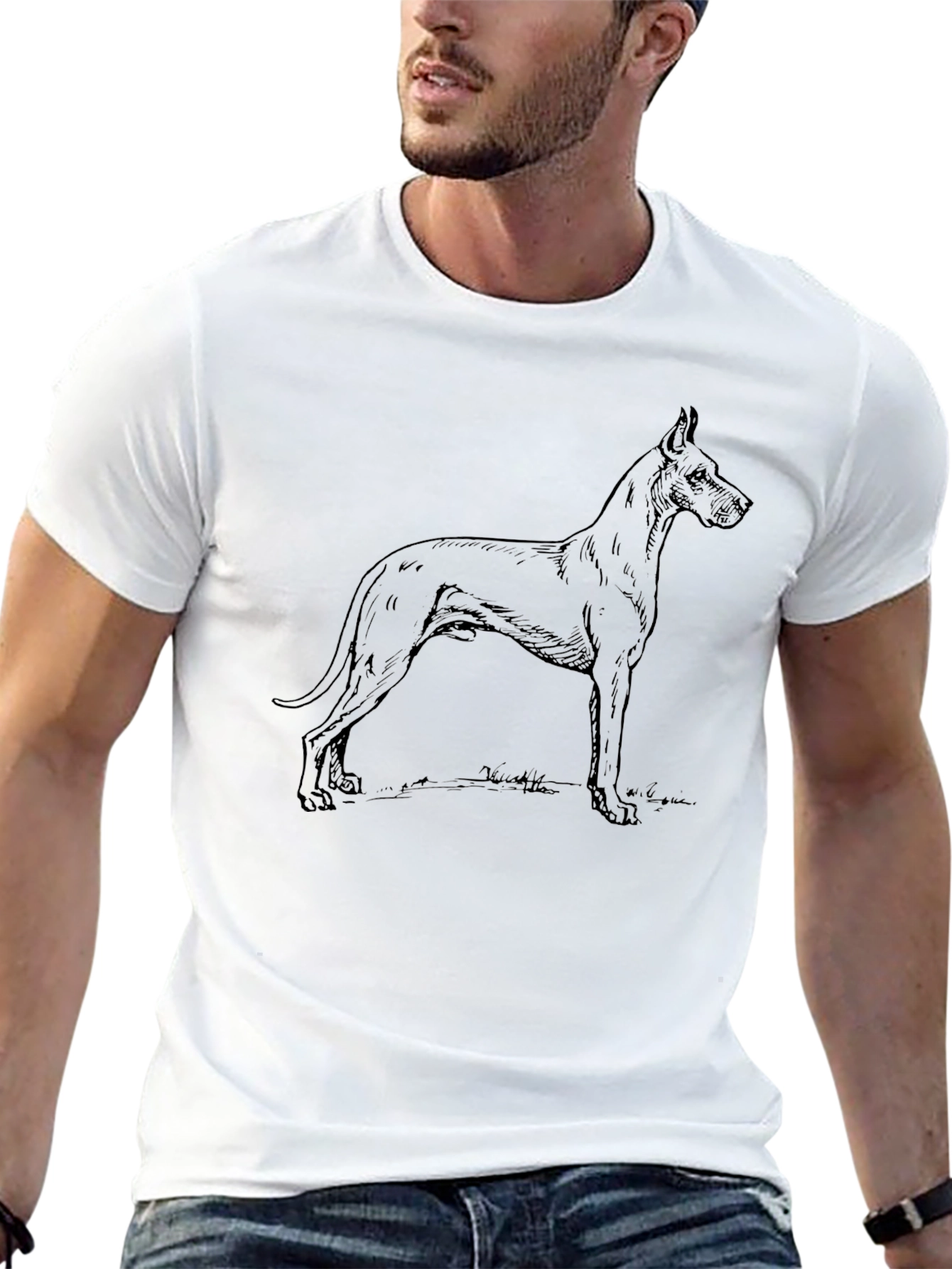 Dog Graphic Mens Black T-Shirt