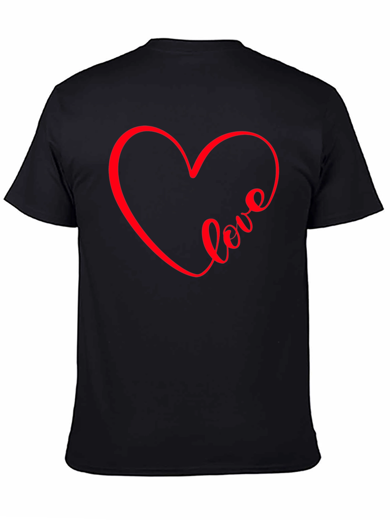 Love Heart Graphic Tee - Black Casual Shirt