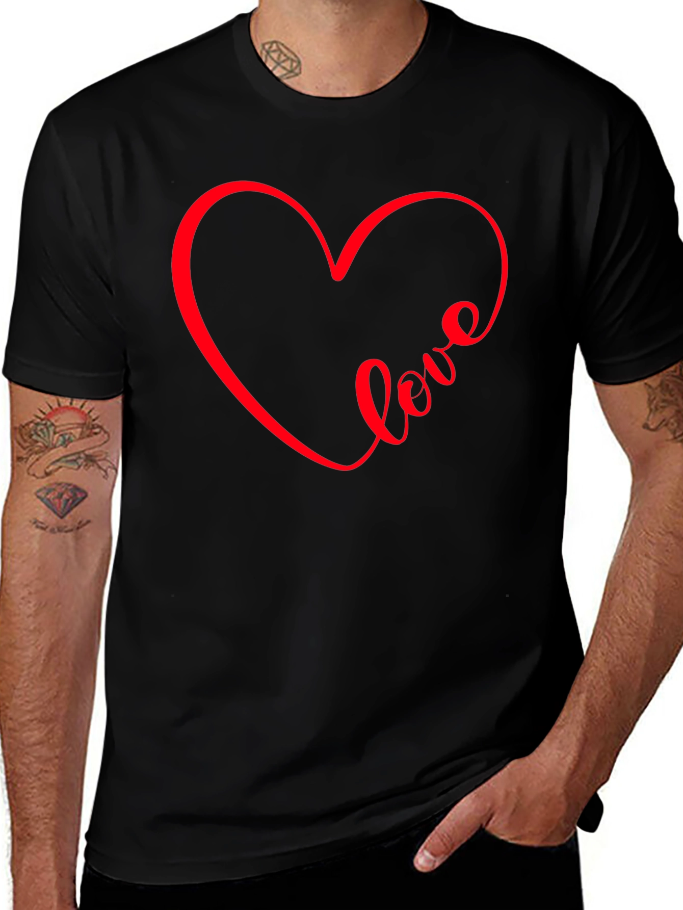 Love Heart Graphic Tee - Black Casual Shirt