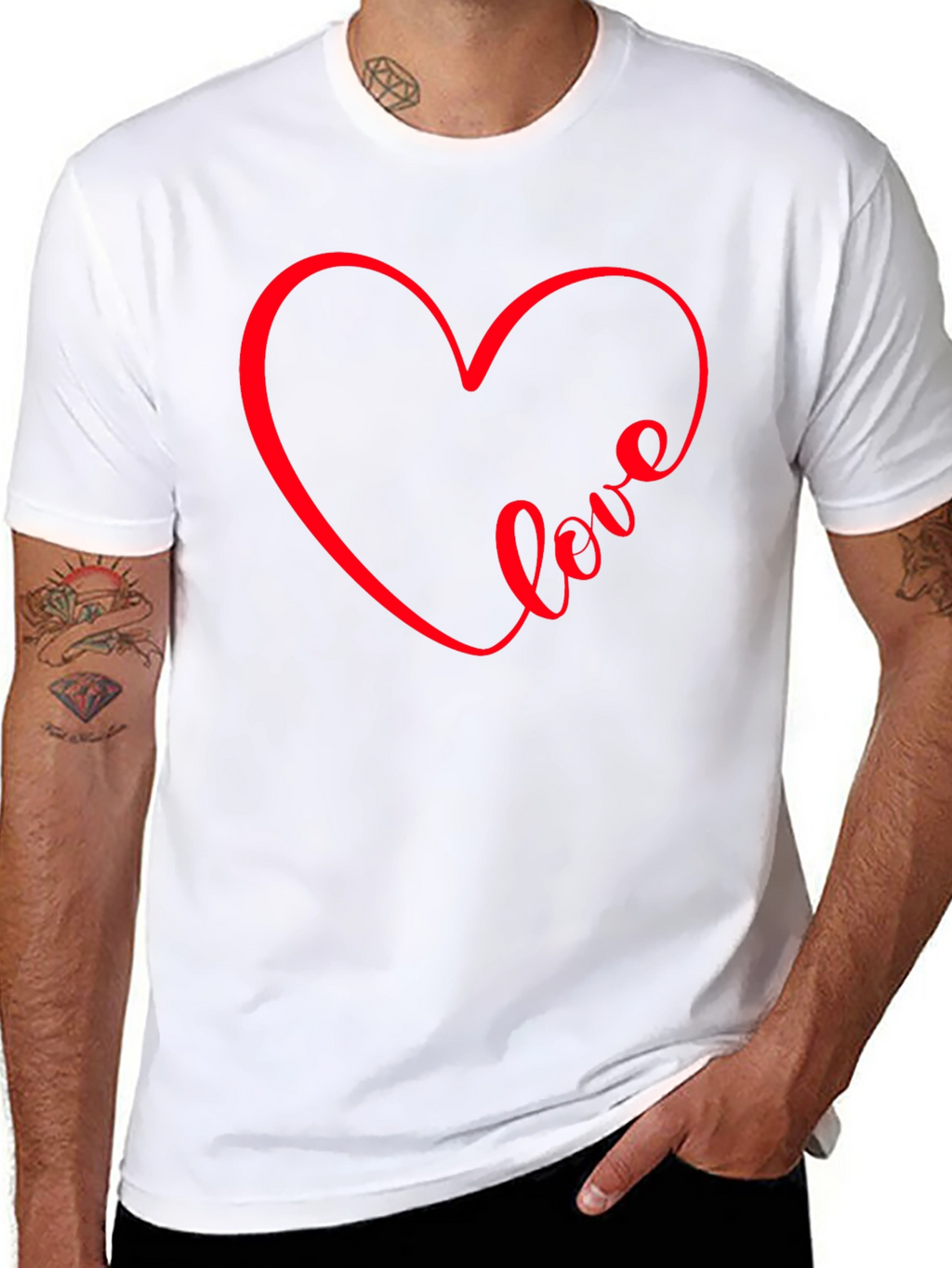 Love Heart Graphic Tee - Black Casual Shirt