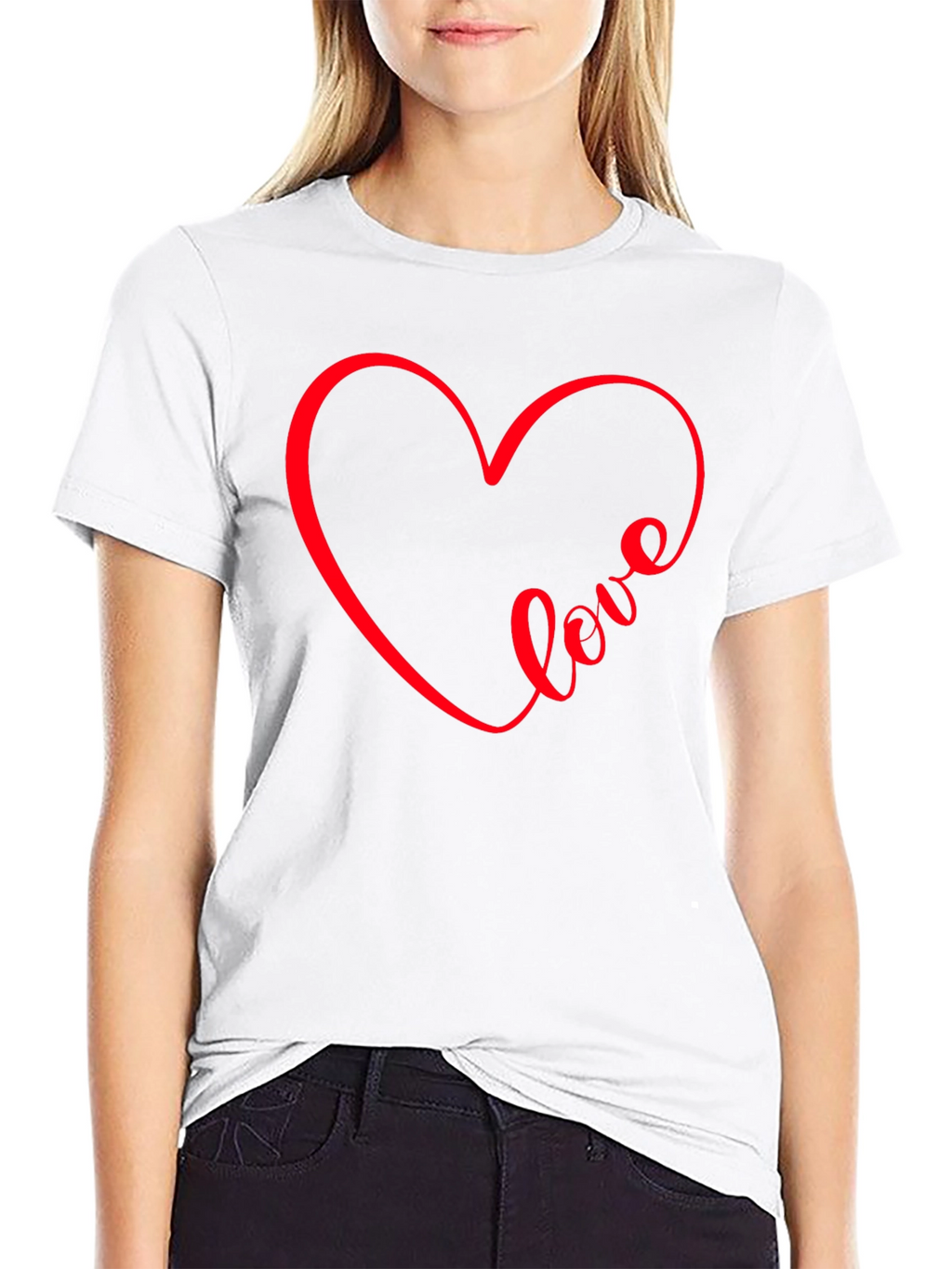 Love Heart Graphic Tee - Black Casual Shirt