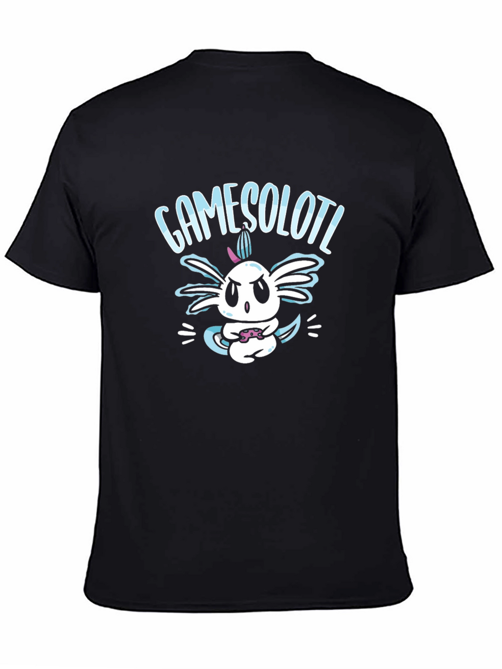 GameSolotl Black T-Shirt: Axolotl Gamer Design