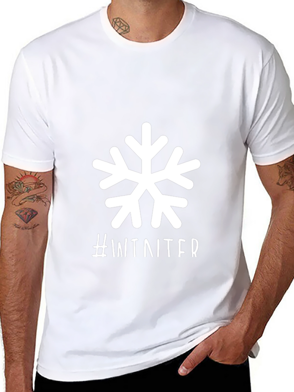 Winter Snowflake Graphic Tee - Black Short Sleeve