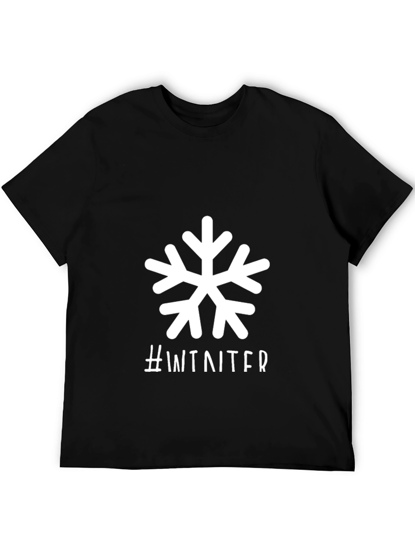 Winter Snowflake Graphic Tee - Black Short Sleeve