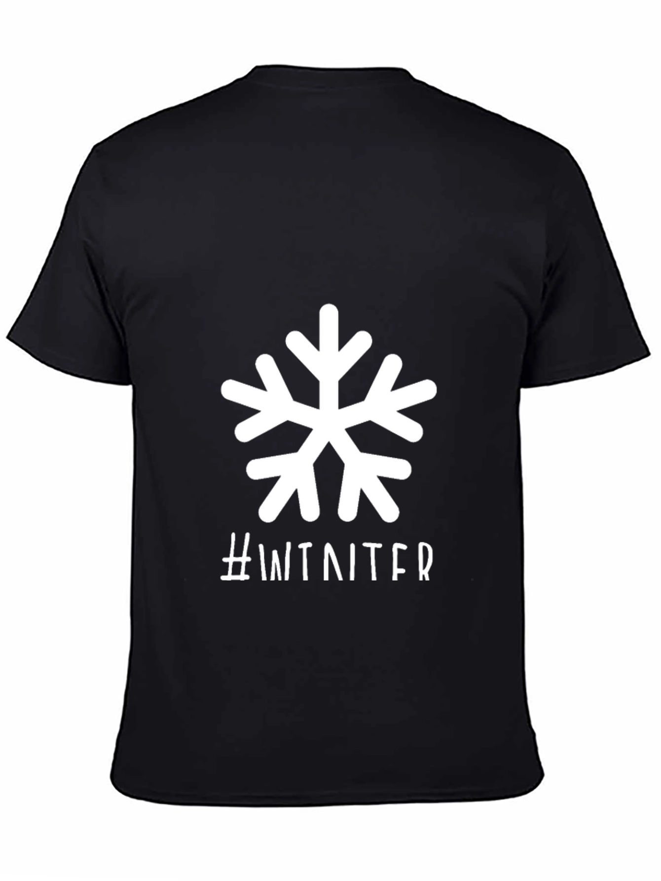 Winter Snowflake Graphic Tee - Black Short Sleeve
