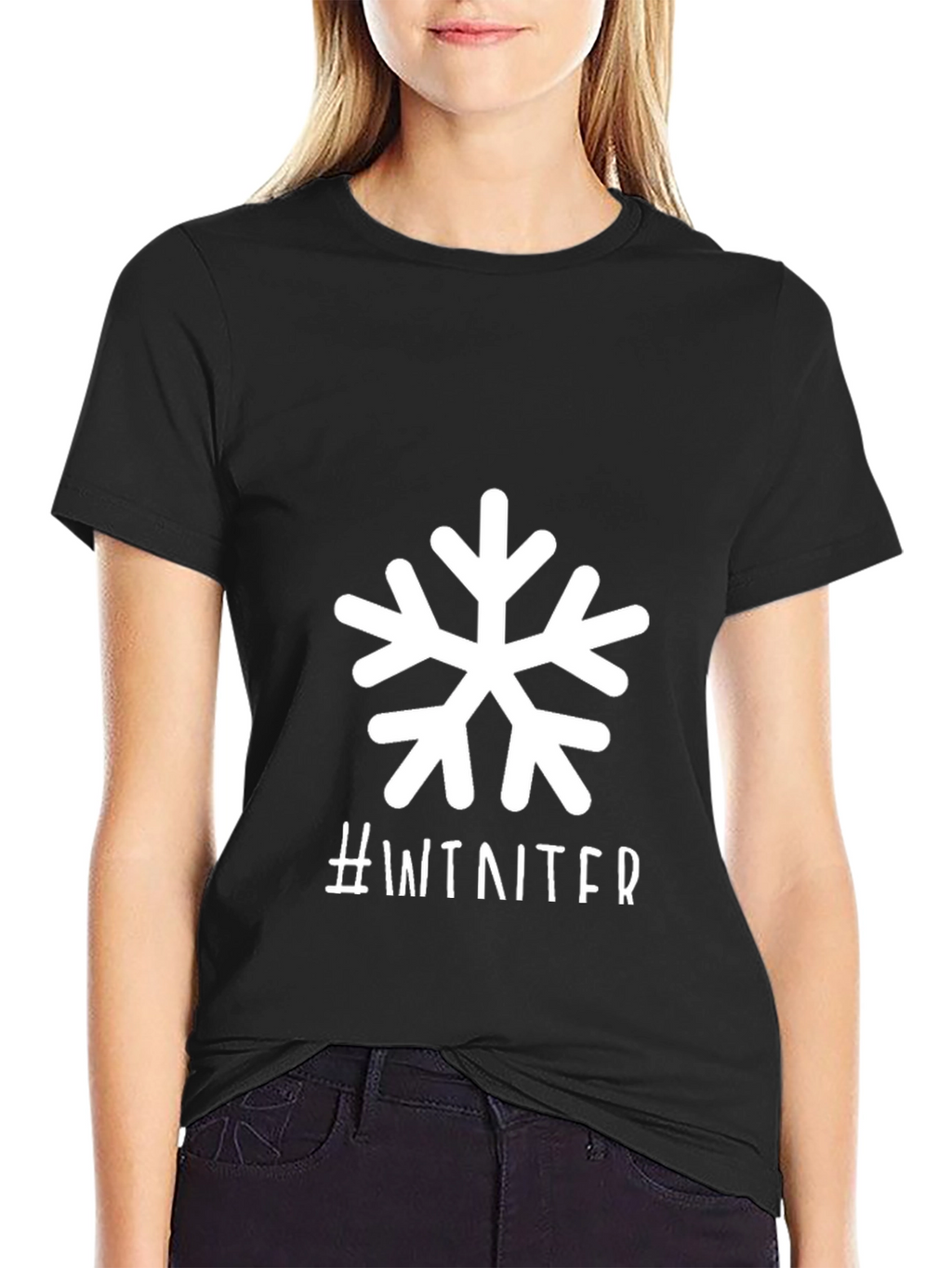 Winter Snowflake Graphic Tee - Black Short Sleeve