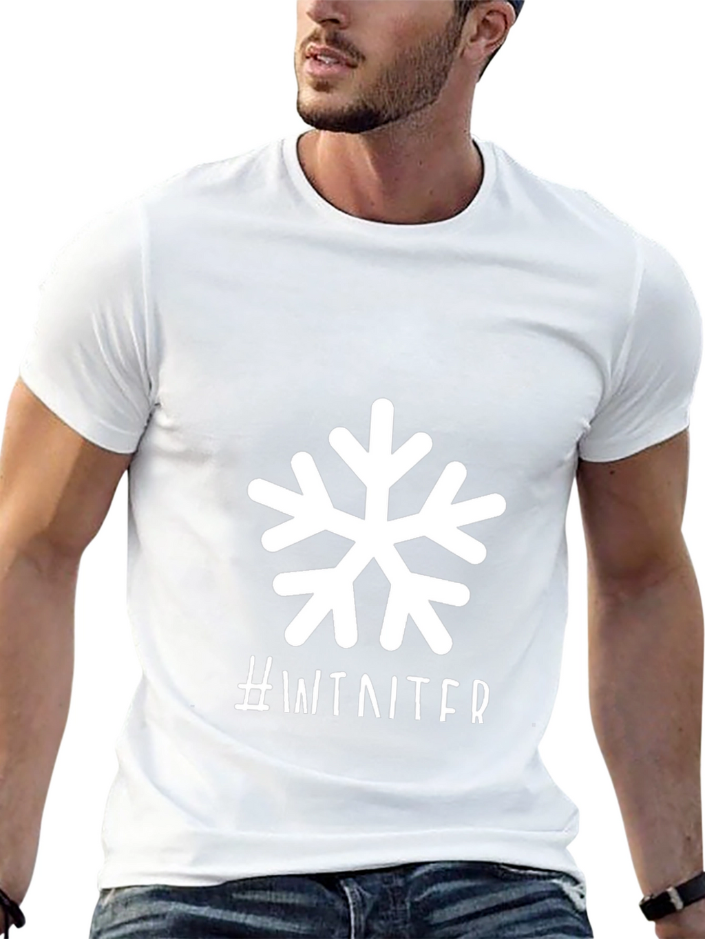 Winter Snowflake Graphic Tee - Black Short Sleeve