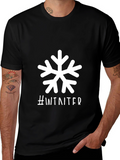 Winter Snowflake Graphic Tee - Black Short Sleeve