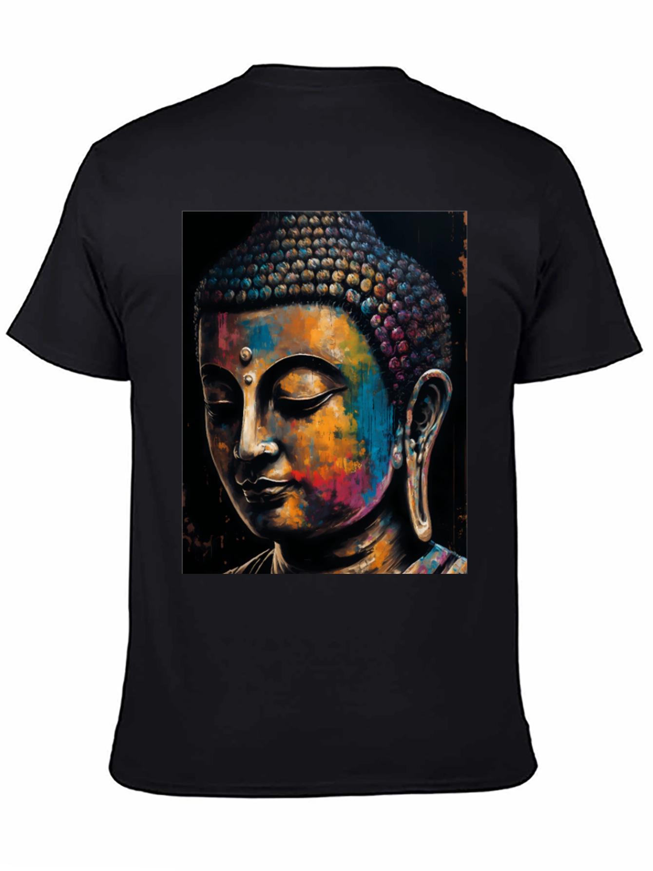 Colorful Buddha Graphic Tee - Mens Black T-Shirt
